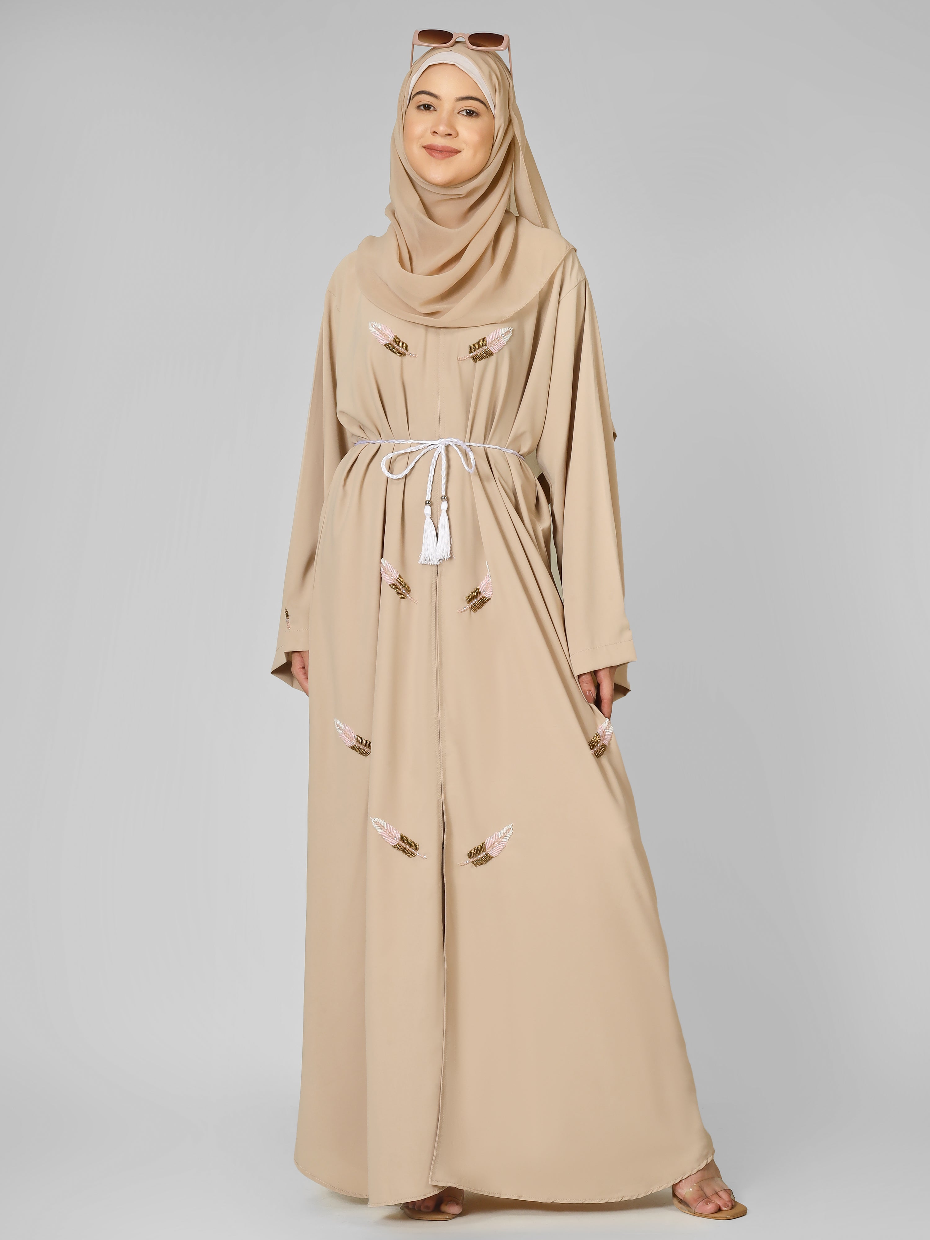 MANTASHA FRONT OPEN ABAYA | NUDE