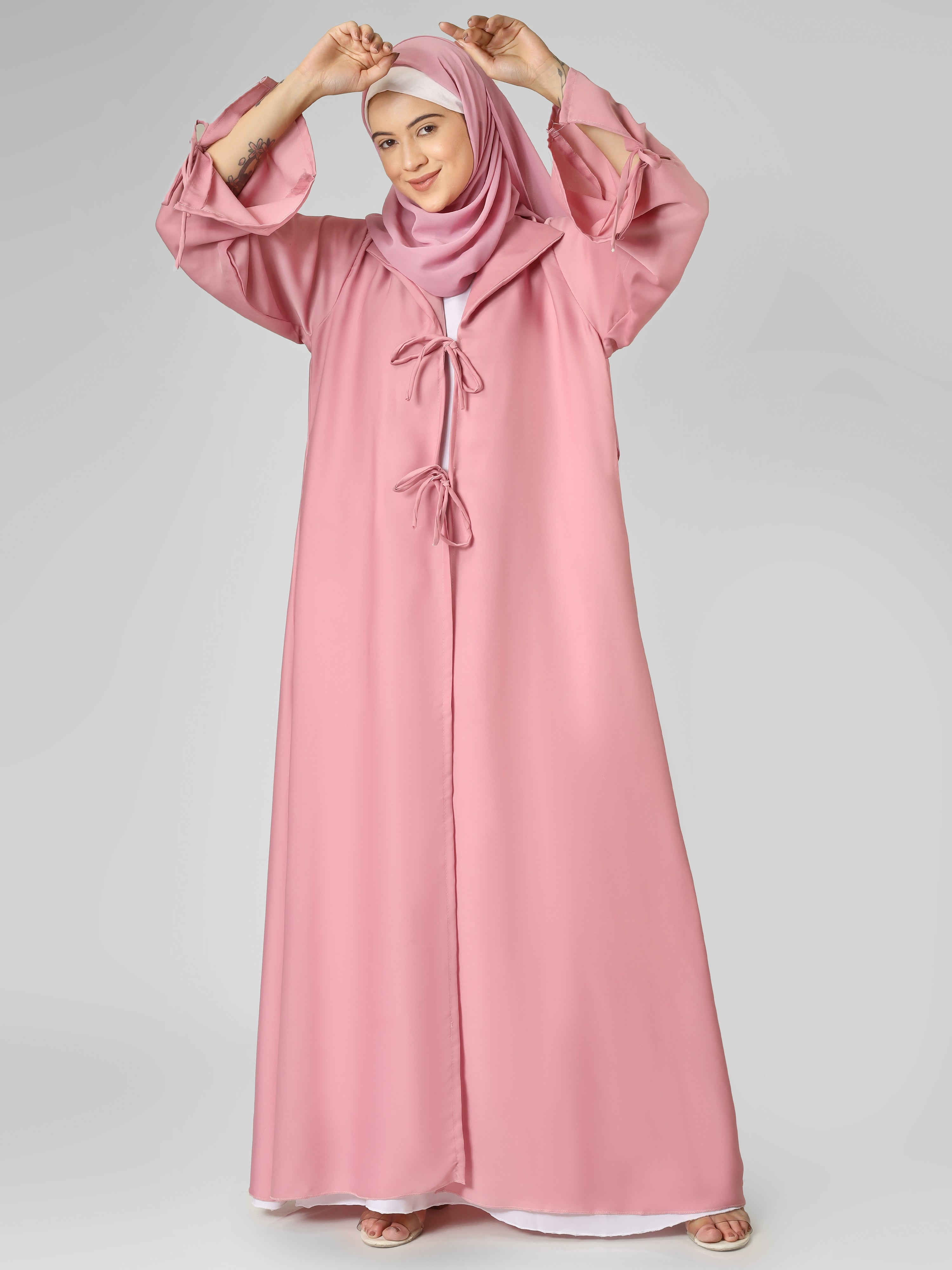 AIMAN DOUBLE SHRUG ABAYA - PINK