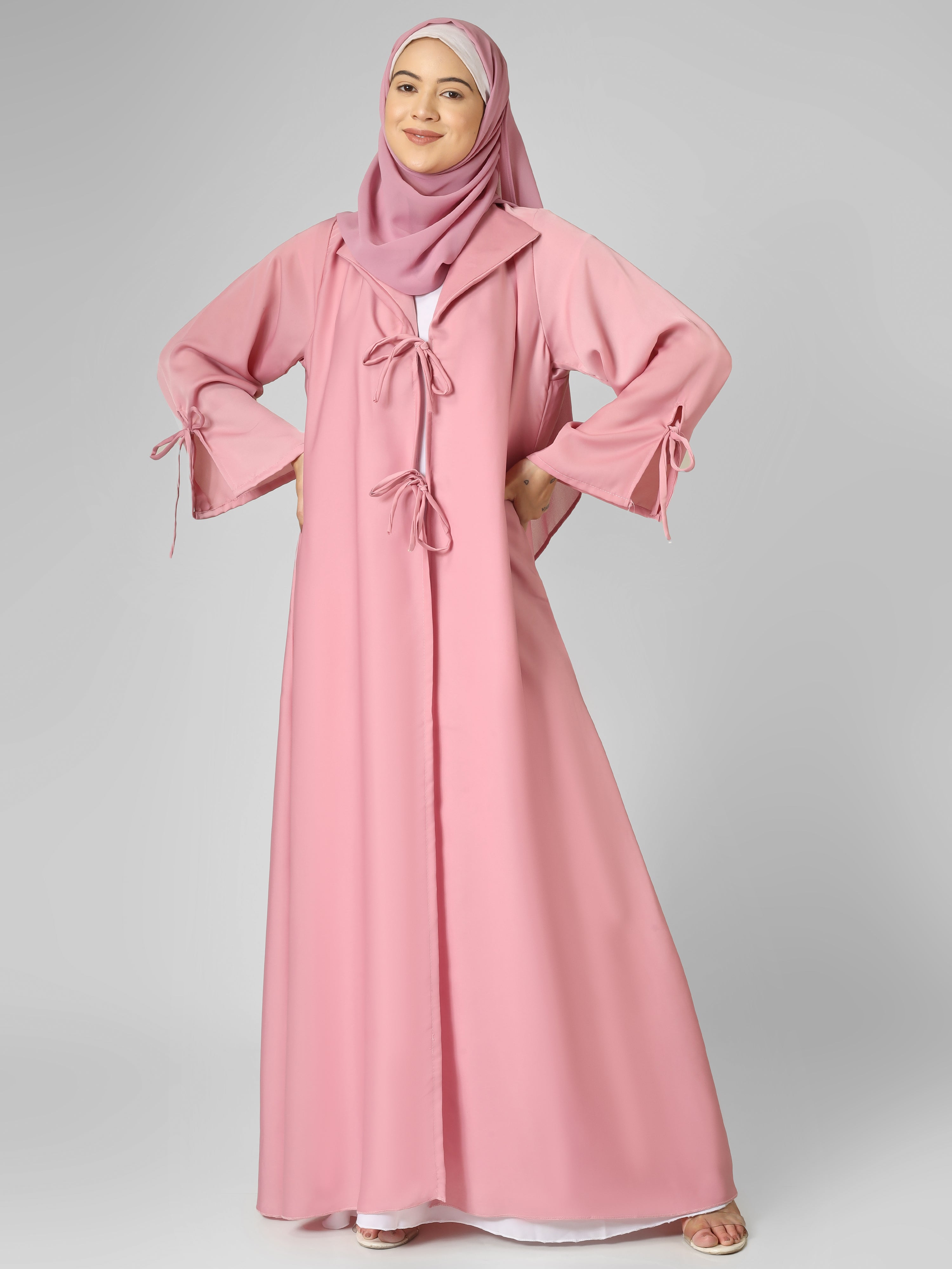 AIMAN DOUBLE SHRUG ABAYA - PINK