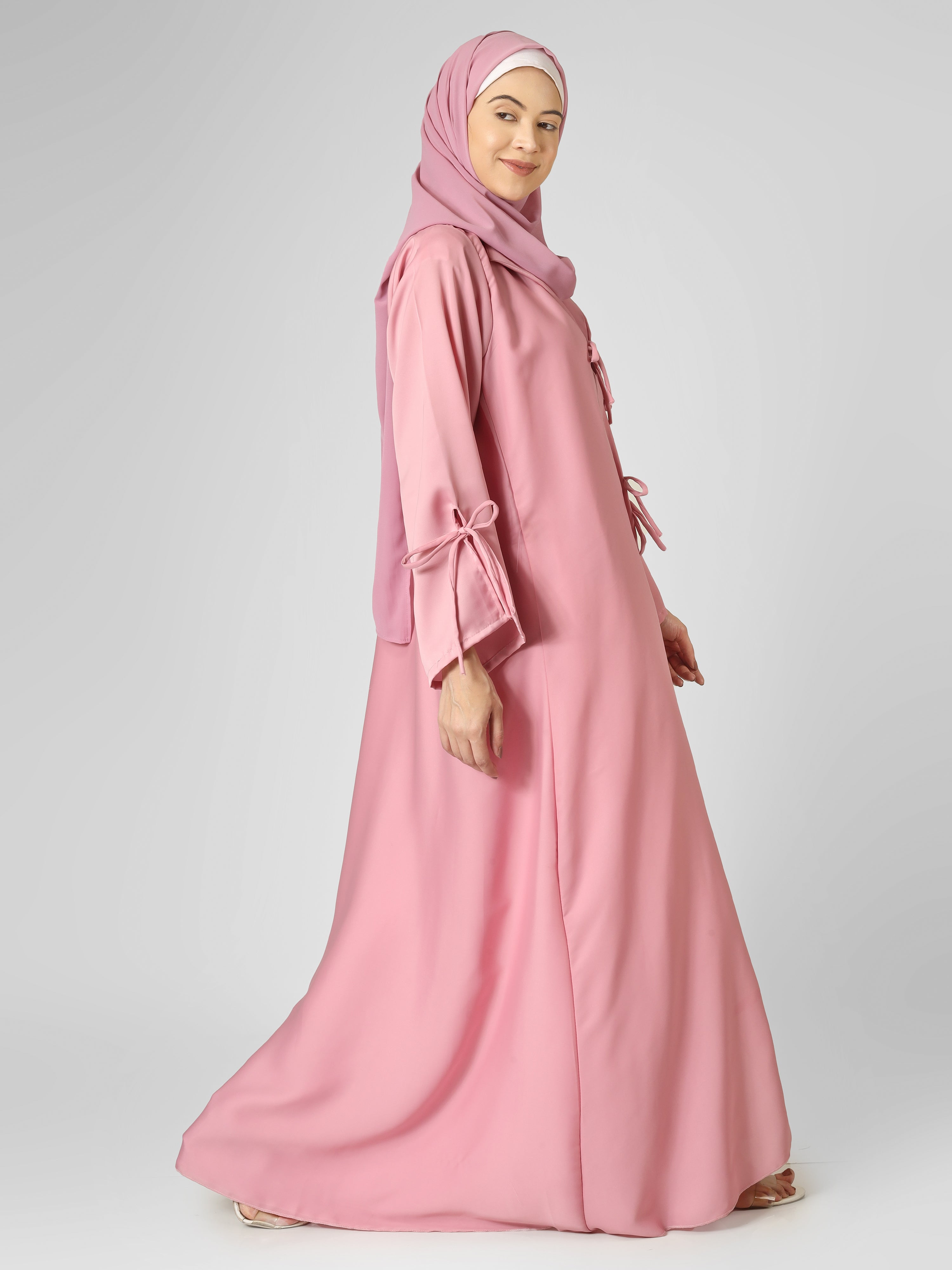 AIMAN DOUBLE SHRUG ABAYA - PINK