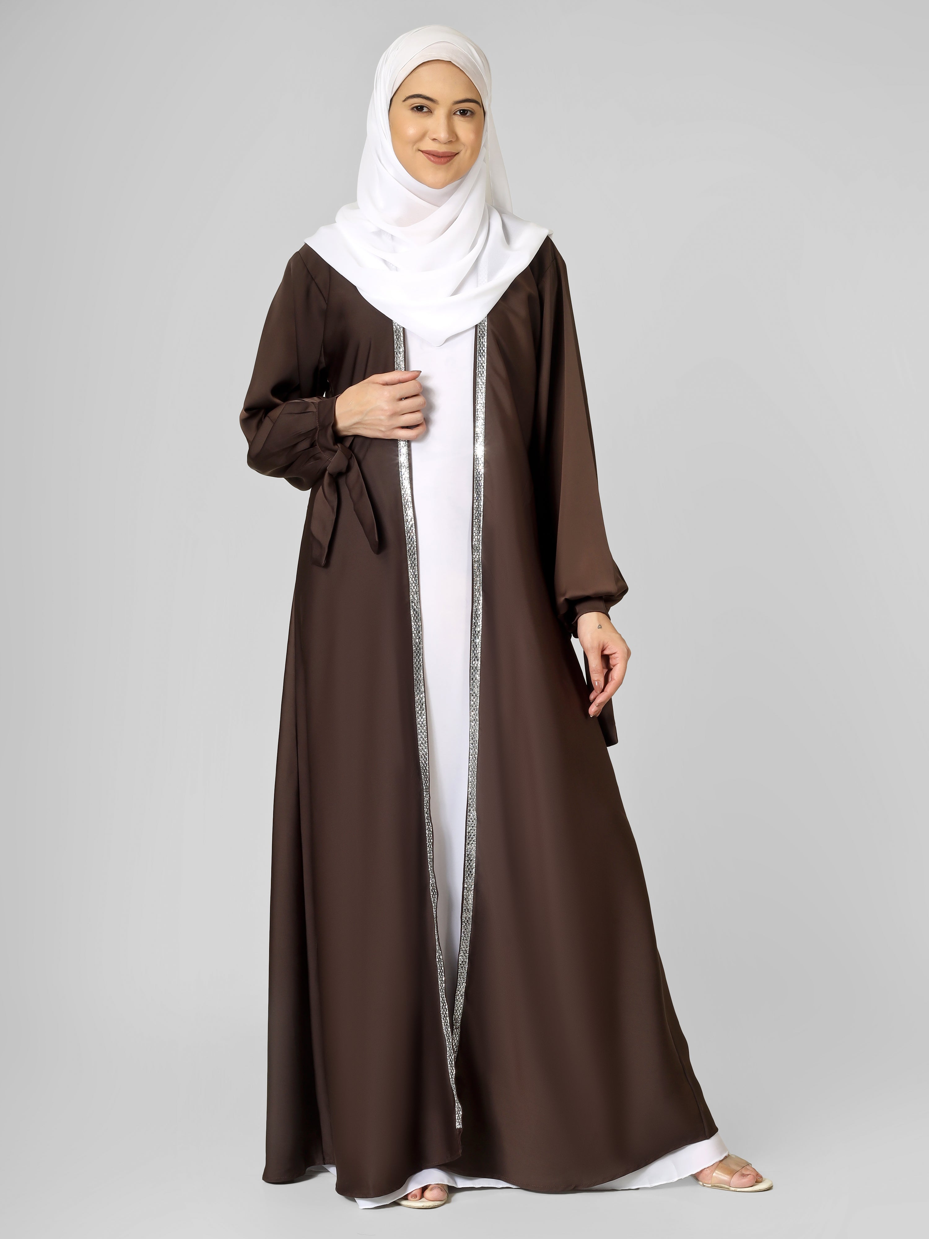 BISMA DOUBLE SHRUG ABAYA | BROWN