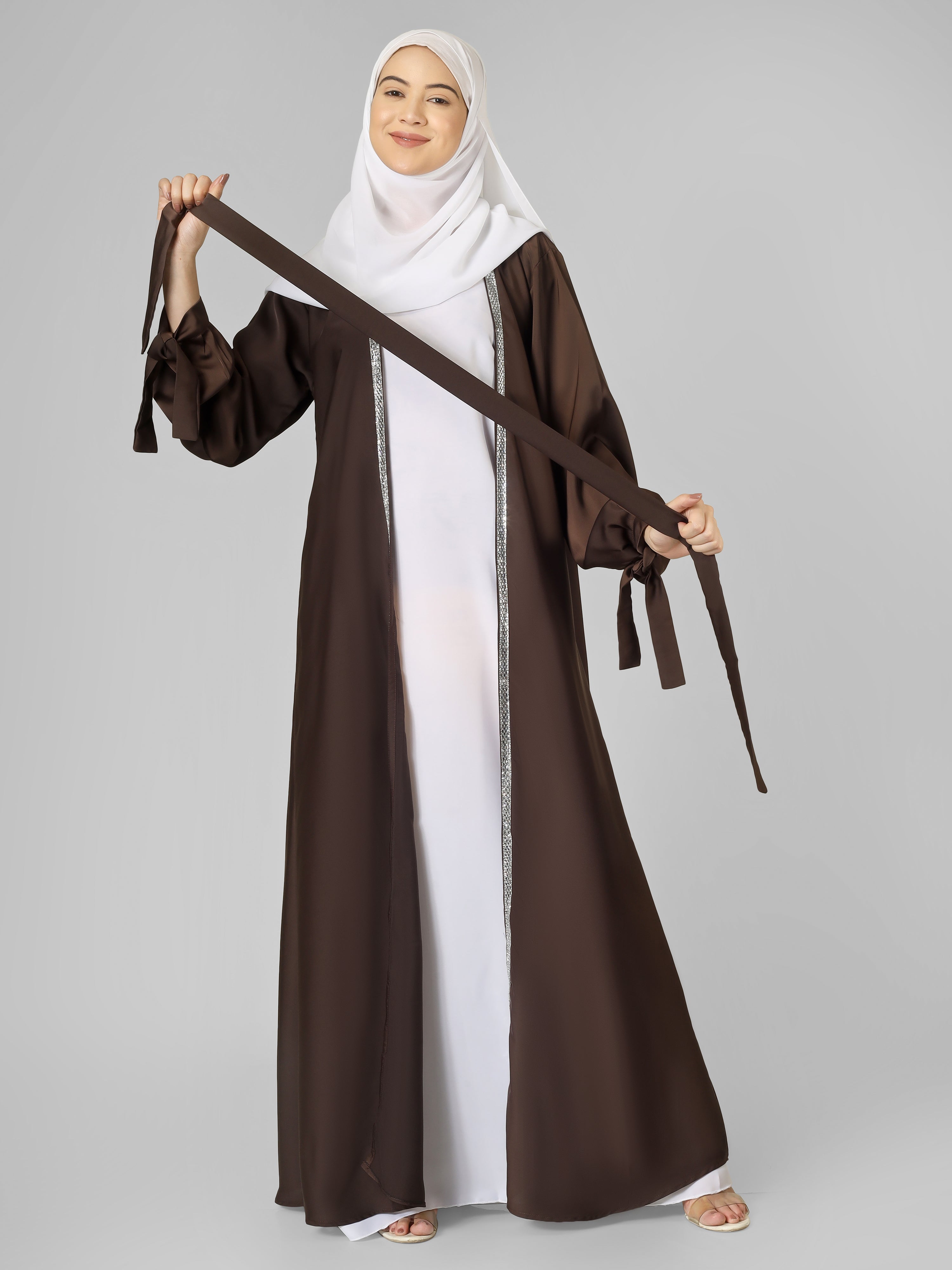 BISMA DOUBLE SHRUG ABAYA | BROWN