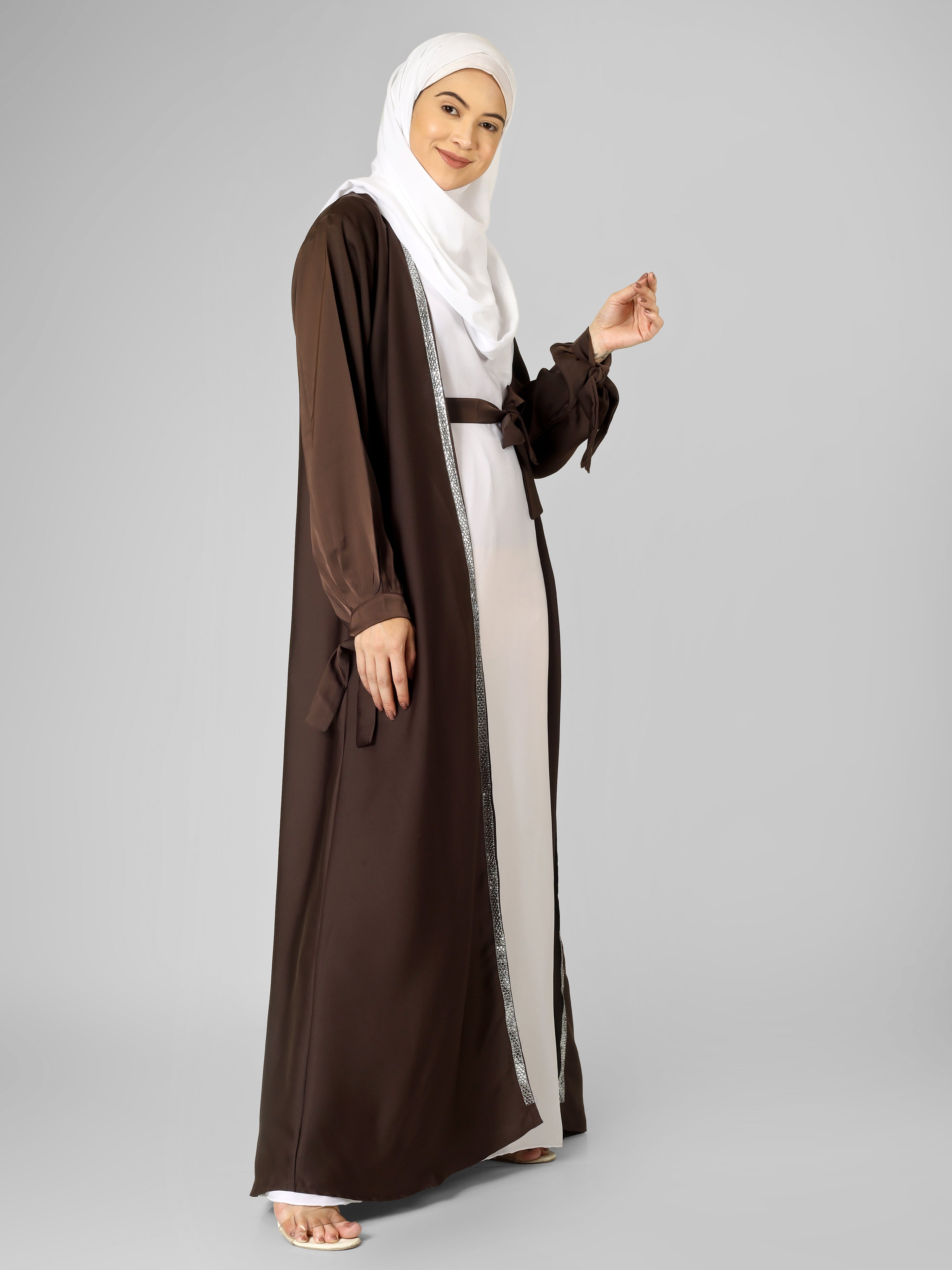 BISMA DOUBLE SHRUG ABAYA | BROWN