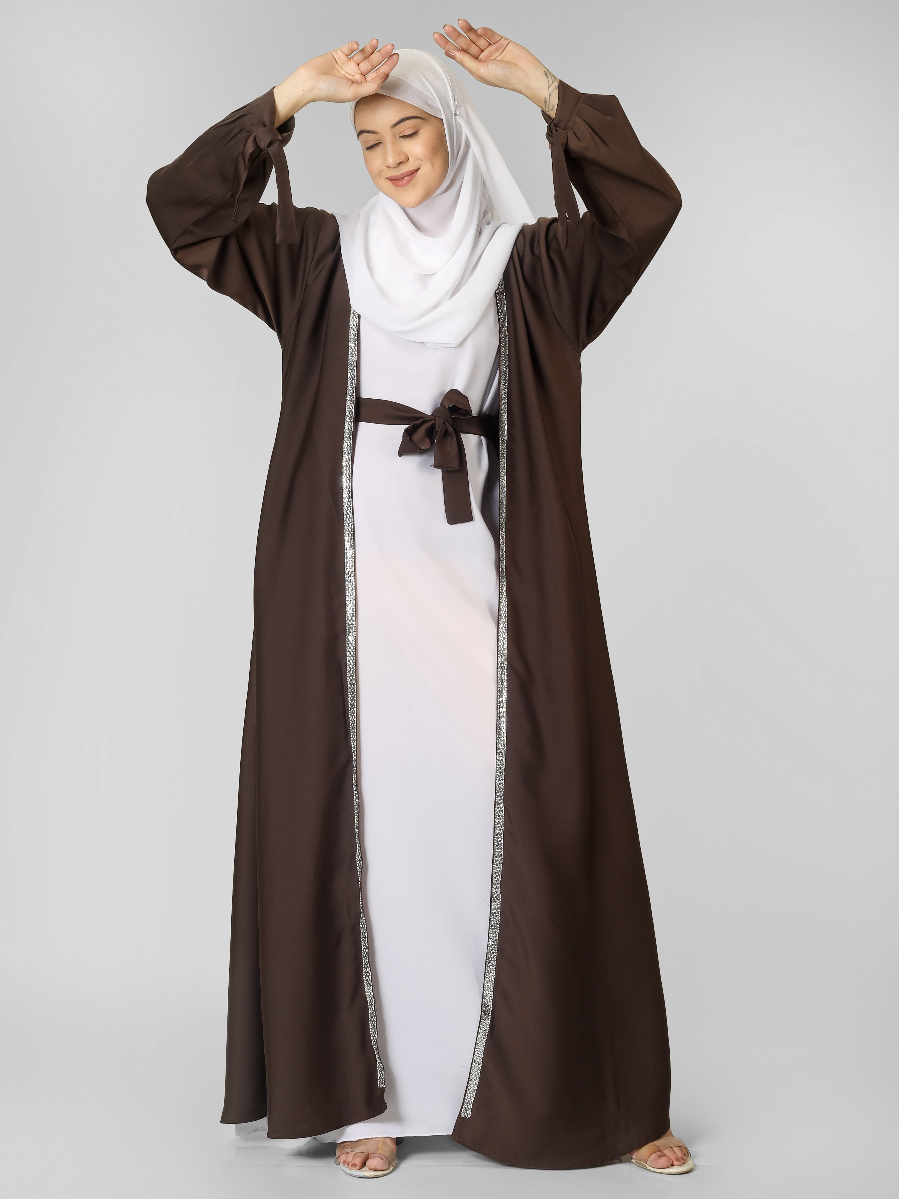 BISMA DOUBLE SHRUG ABAYA | BROWN