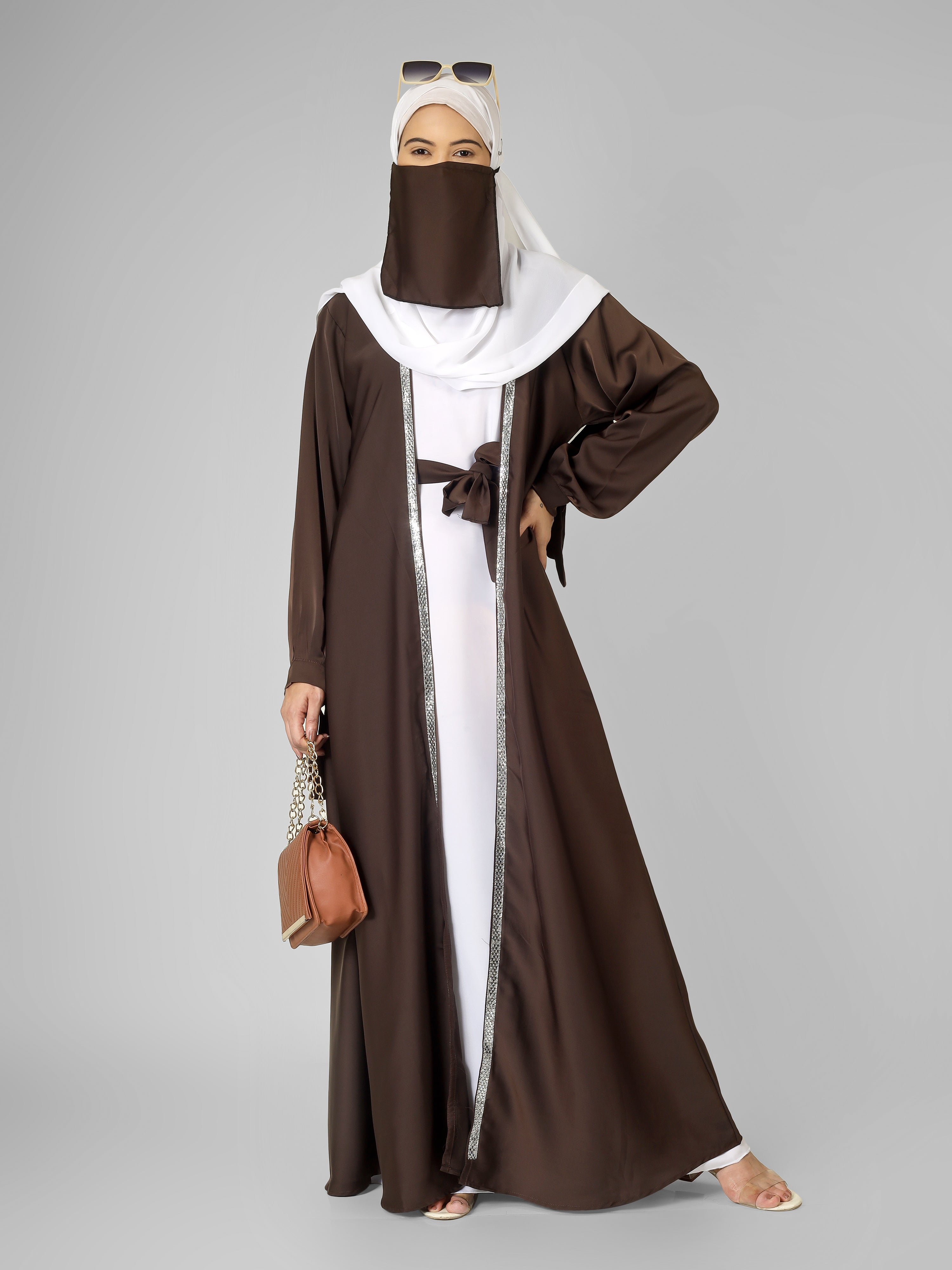 BISMA DOUBLE SHRUG ABAYA | BROWN