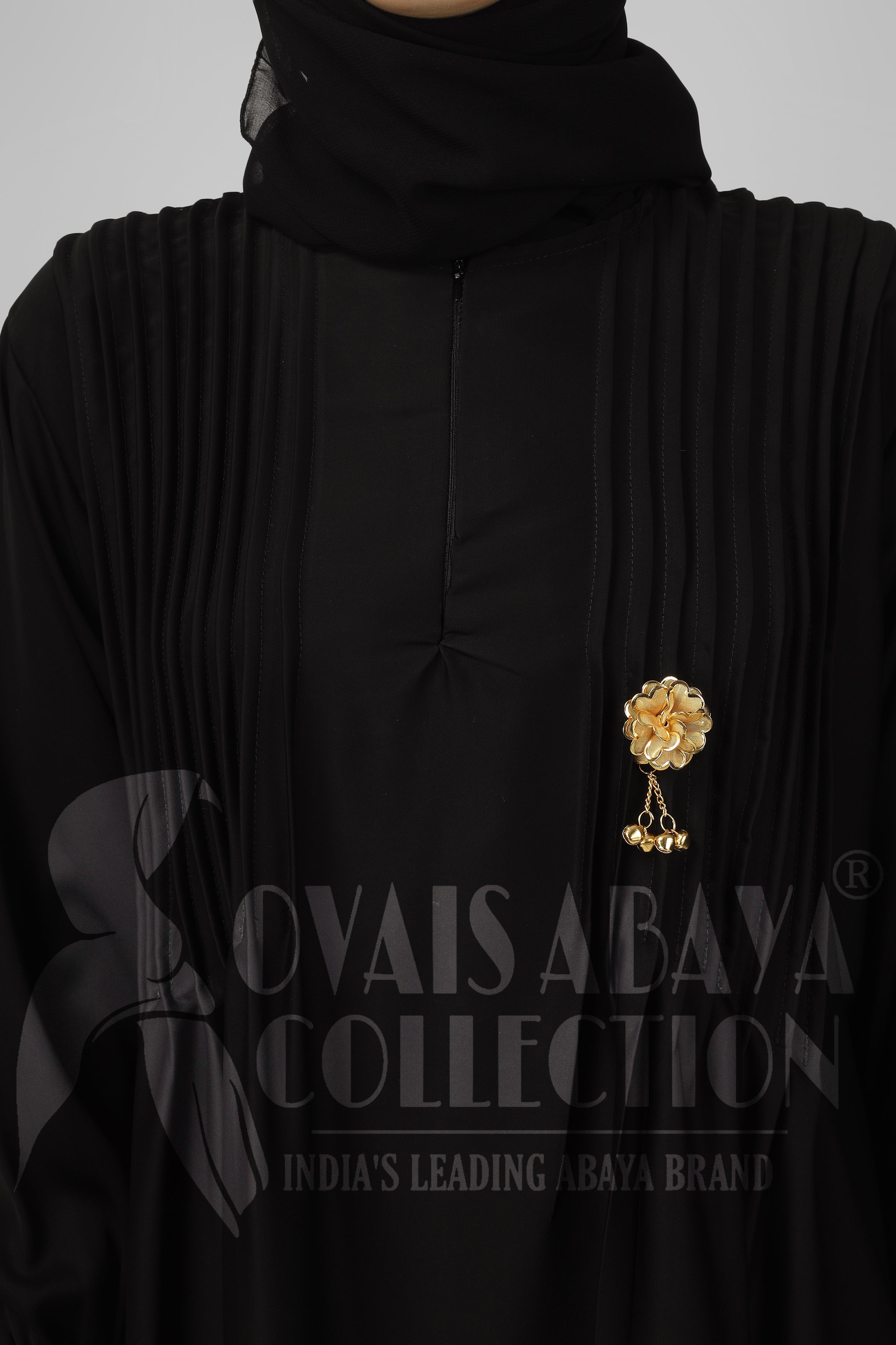 Zoya Pintex Lastic Sleeve Abaya ( BLACK )