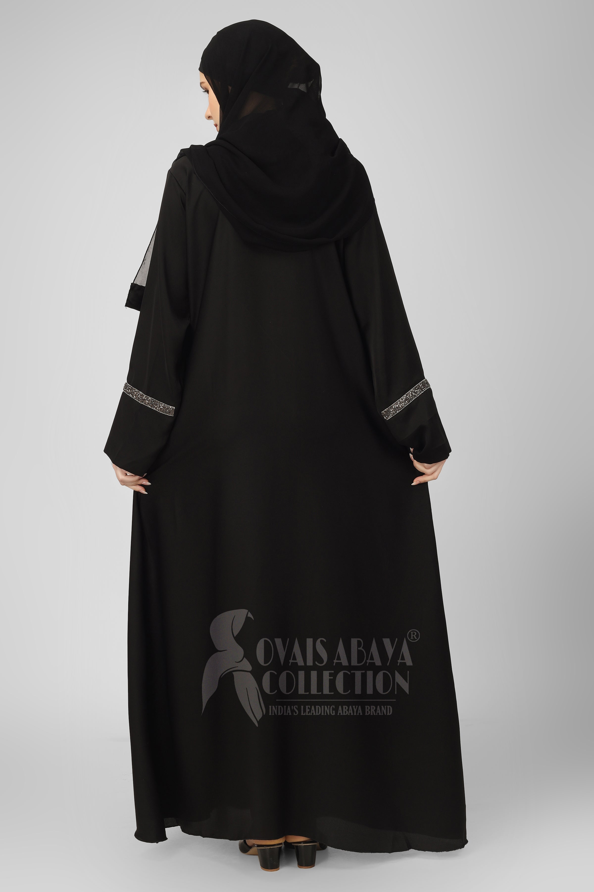 LAIBA Imported Stone Lace abaya - BLACK  ( NEW LAUNCH )