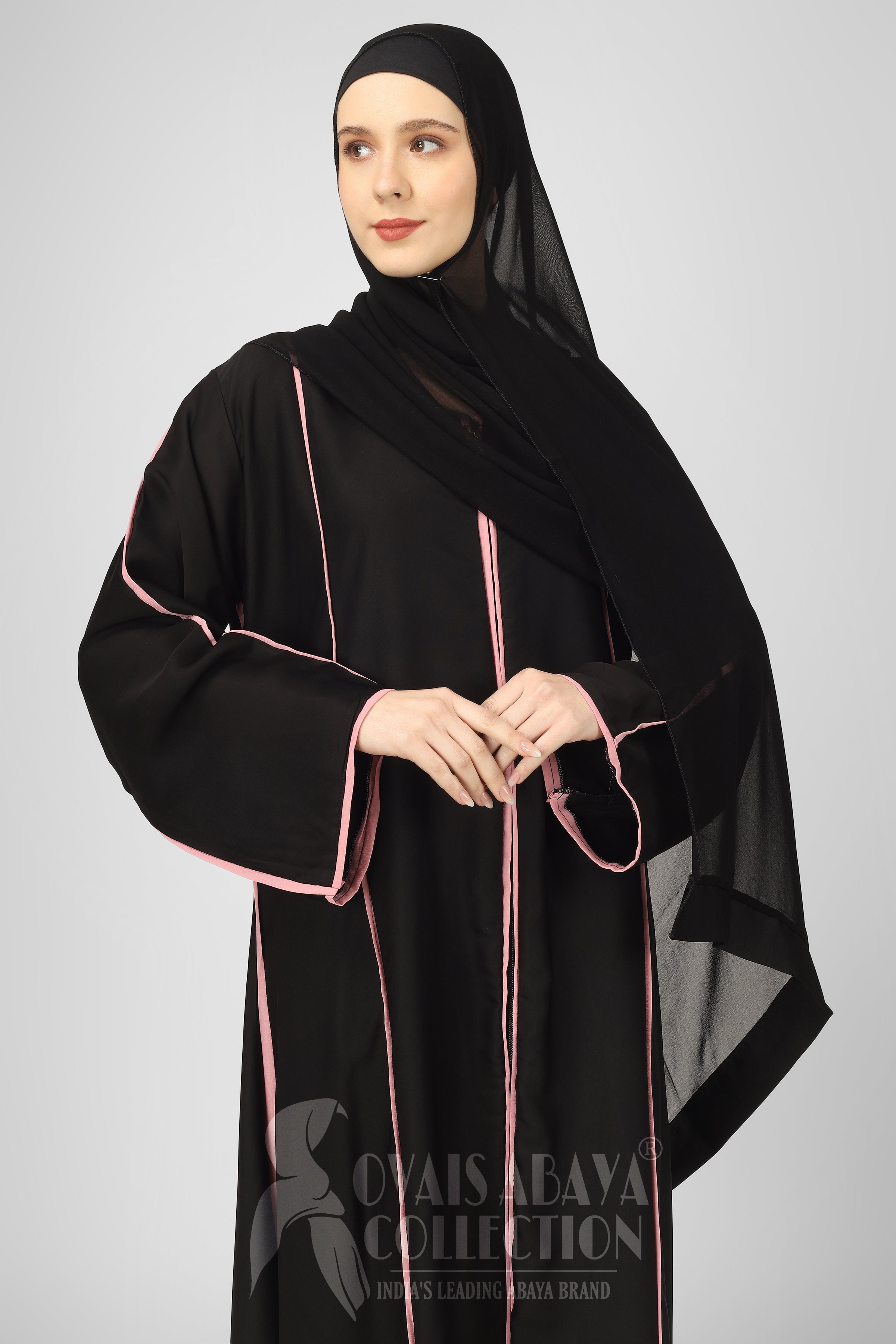 Sheena Modified Piping Zipper Abaya B2P ( LIMITED STOCK )