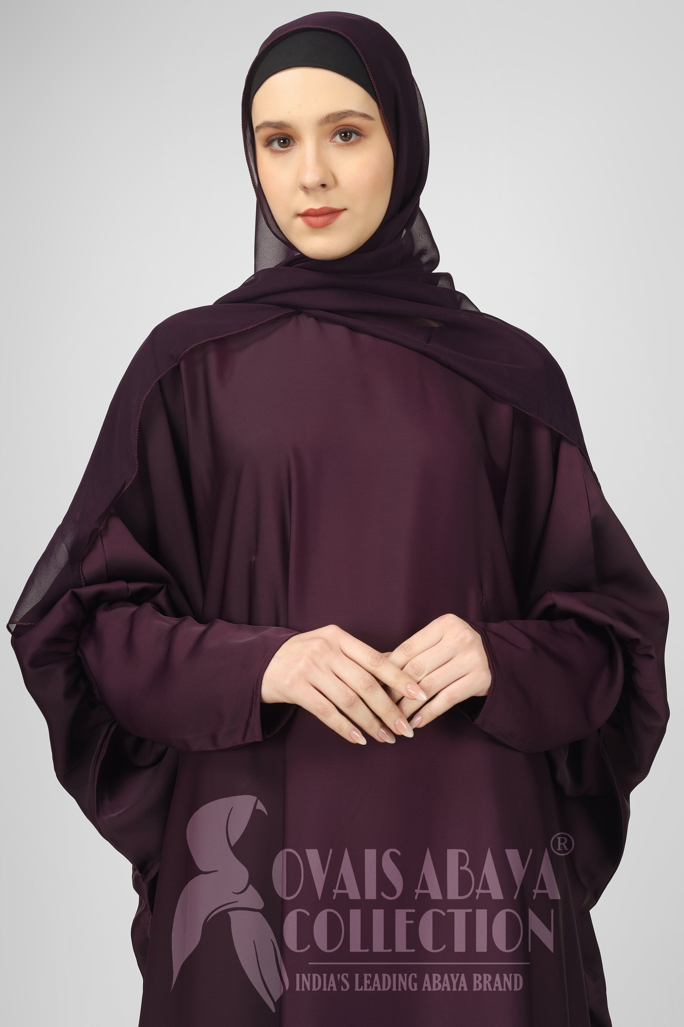 1071 Beautifull Fitting Sleeve Abaya PURPLE ( Best For Daily Wear )