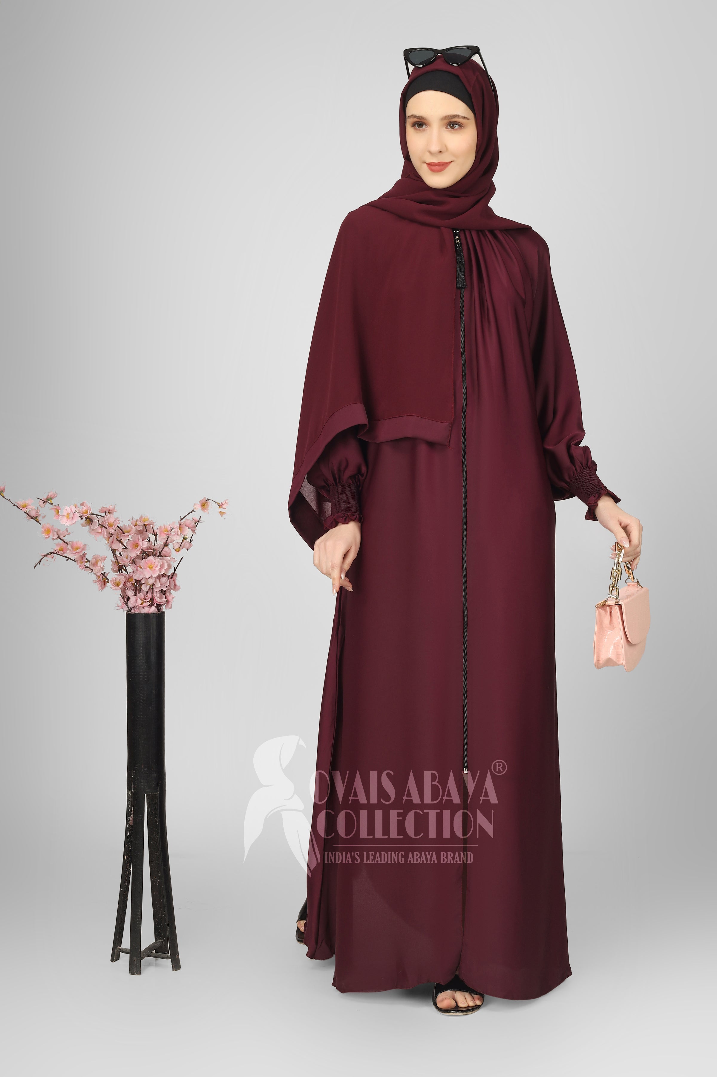 Sara Zipper Abaya WINE ( NEW - COLLECTION )