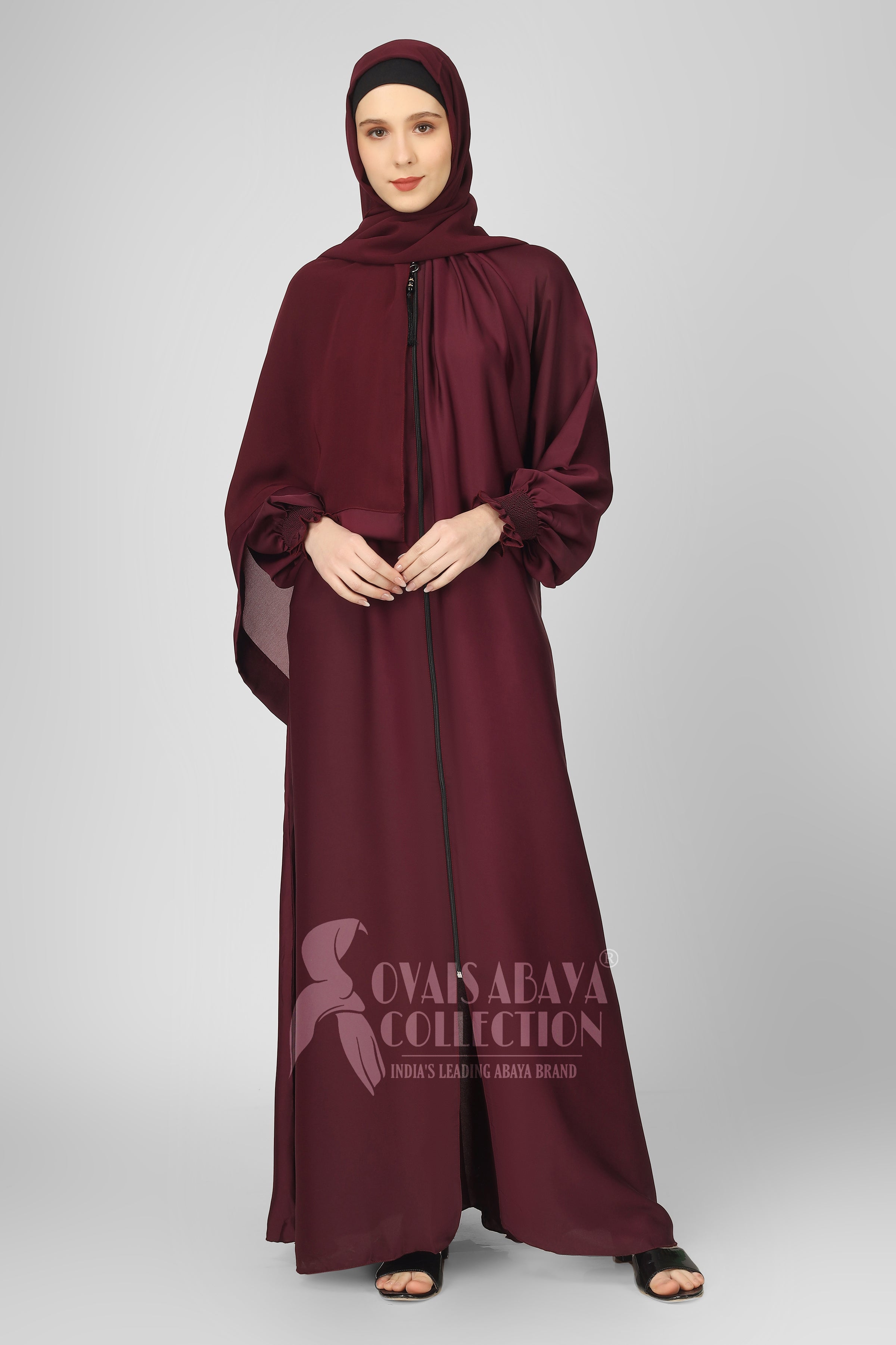 Sara Zipper Abaya WINE ( NEW - COLLECTION )