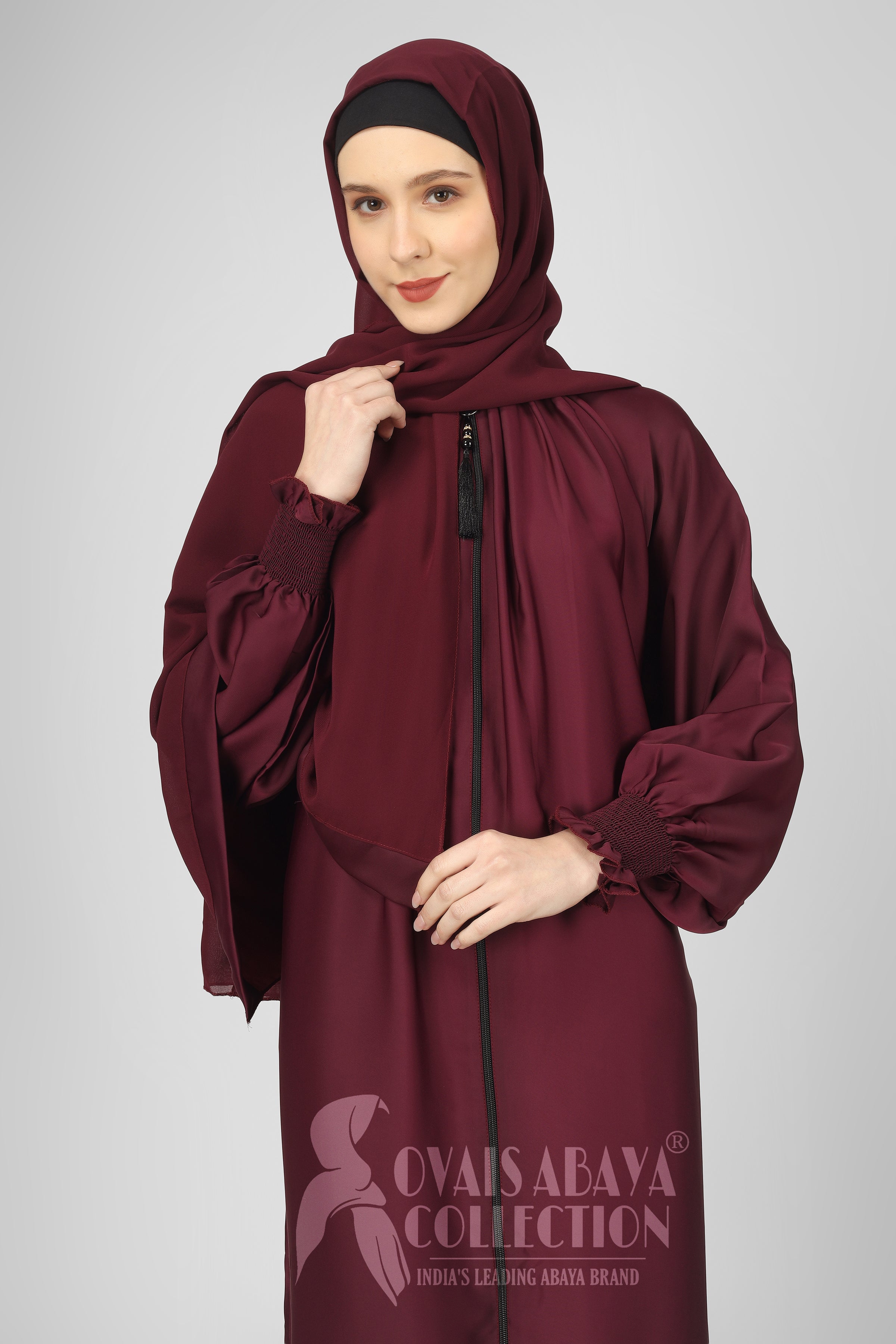 Sara Zipper Abaya WINE ( NEW - COLLECTION )