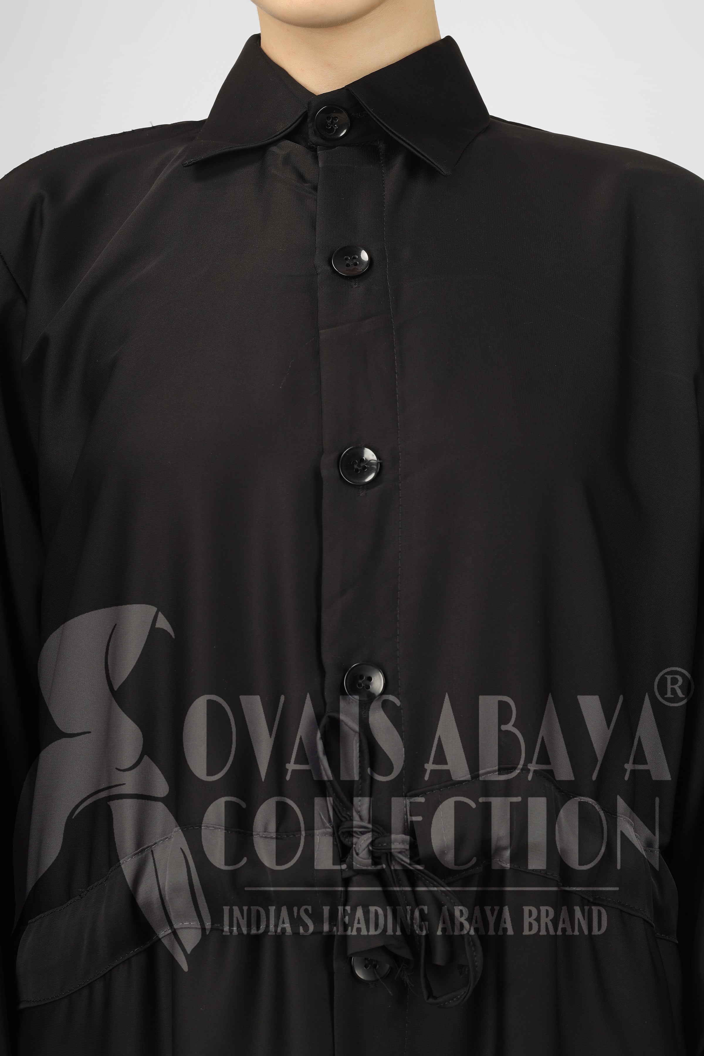 New Launch Huriya Front Open Collar Abaya BLACK ( Limited Stock )