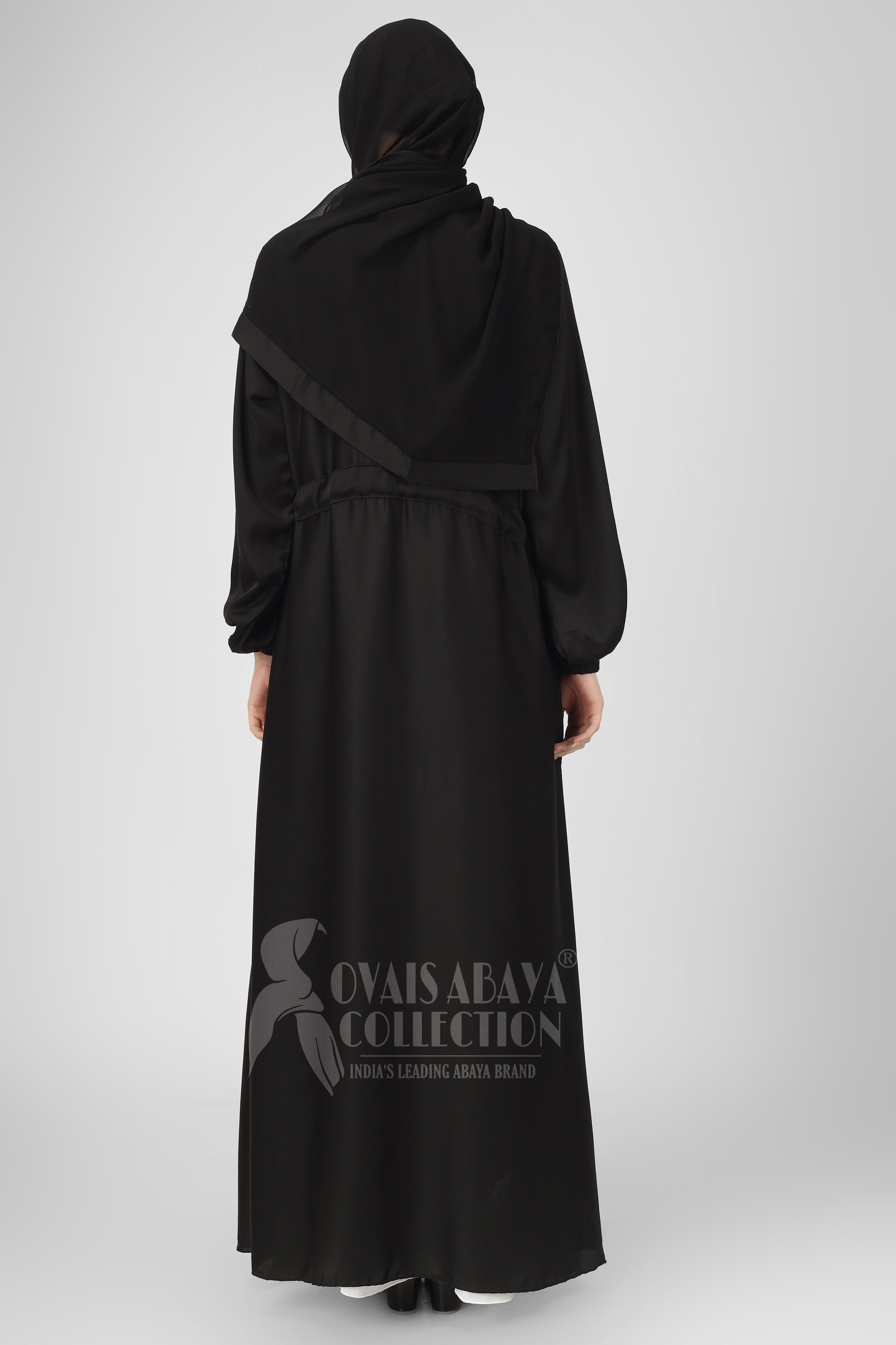 New Launch Huriya Front Open Collar Abaya BLACK ( Limited Stock )