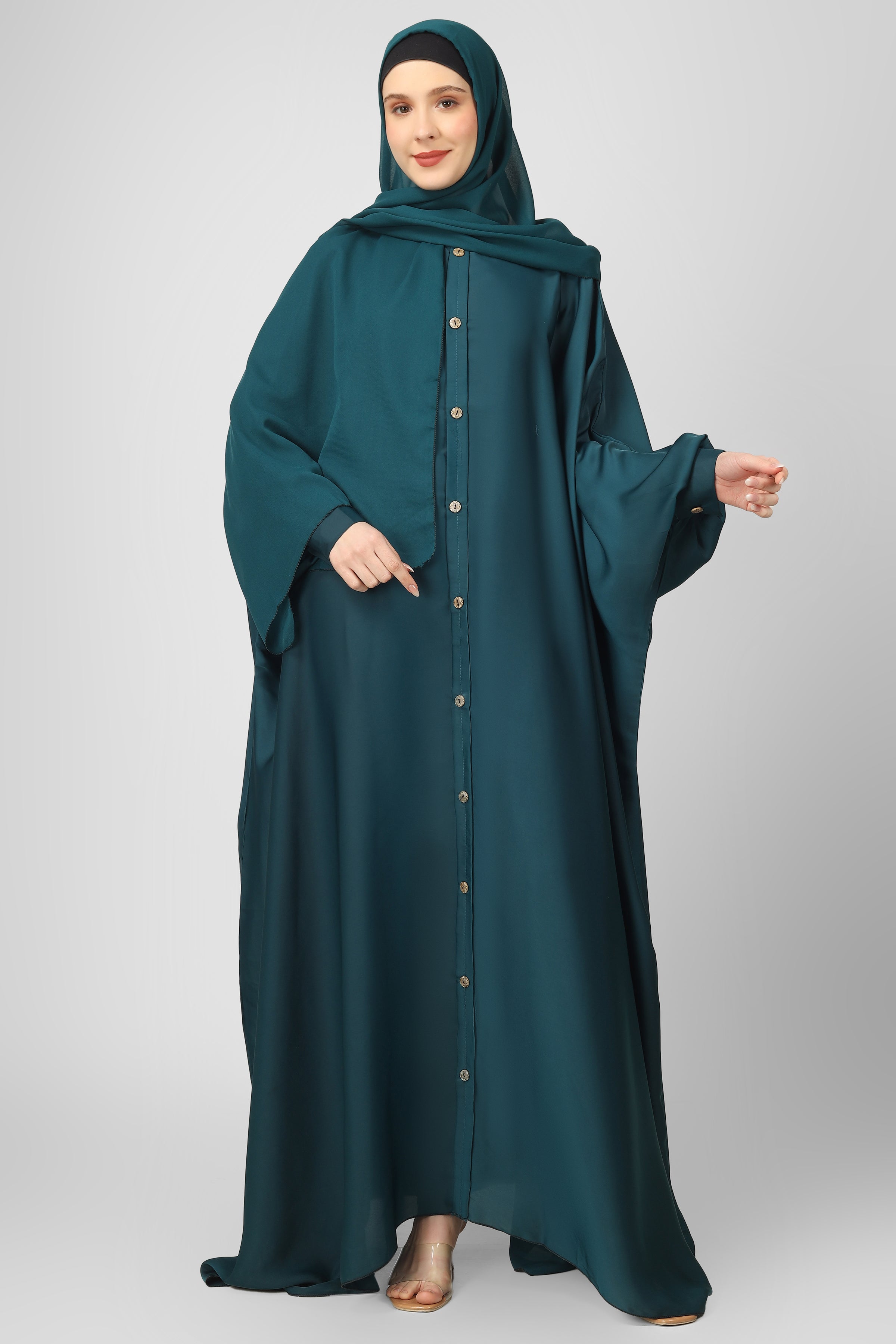 Misbha Demanded Button Kaftan ( TEAL )