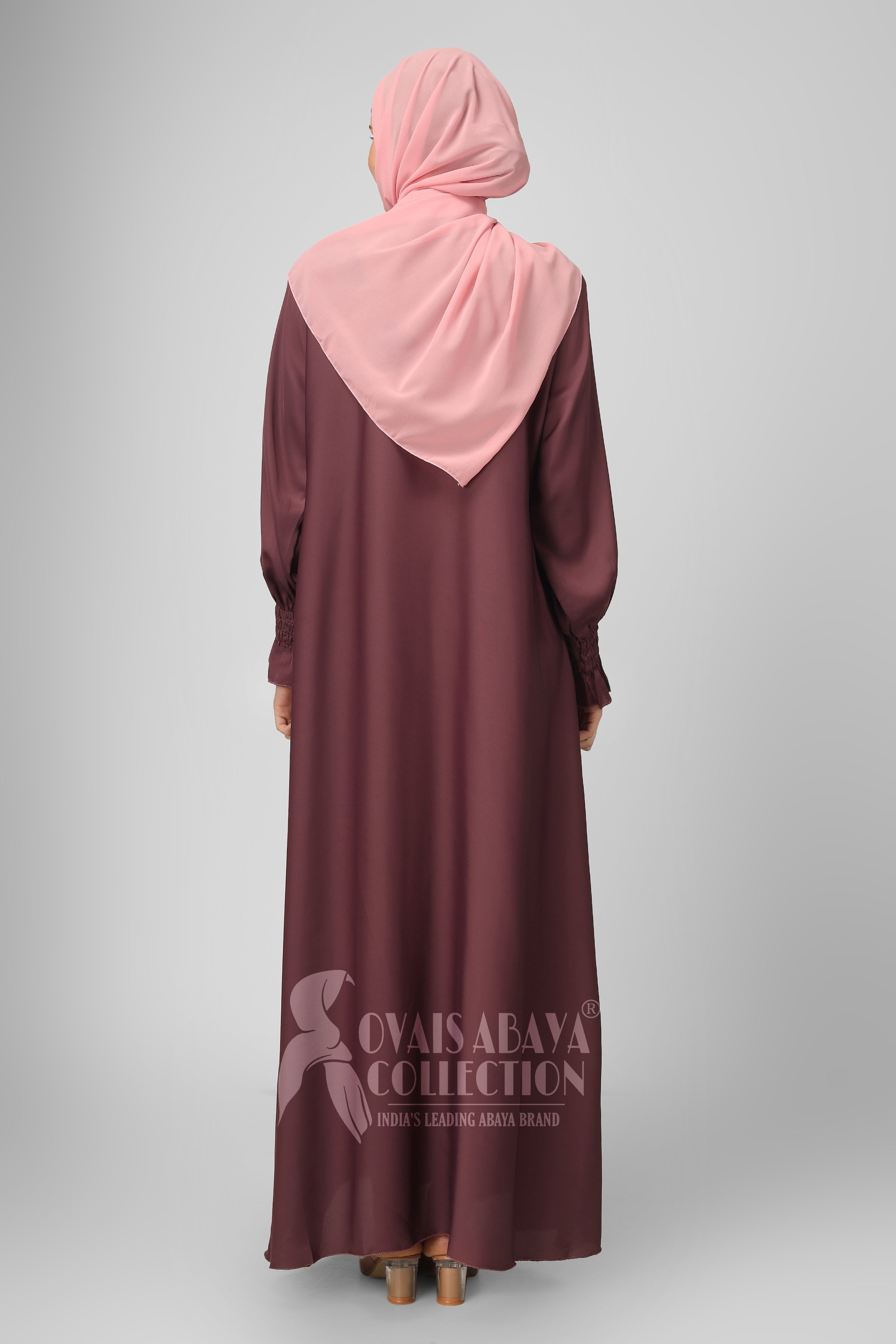 Zoya Pintex Lastic Sleeve Abaya ( MAUVE PINK )