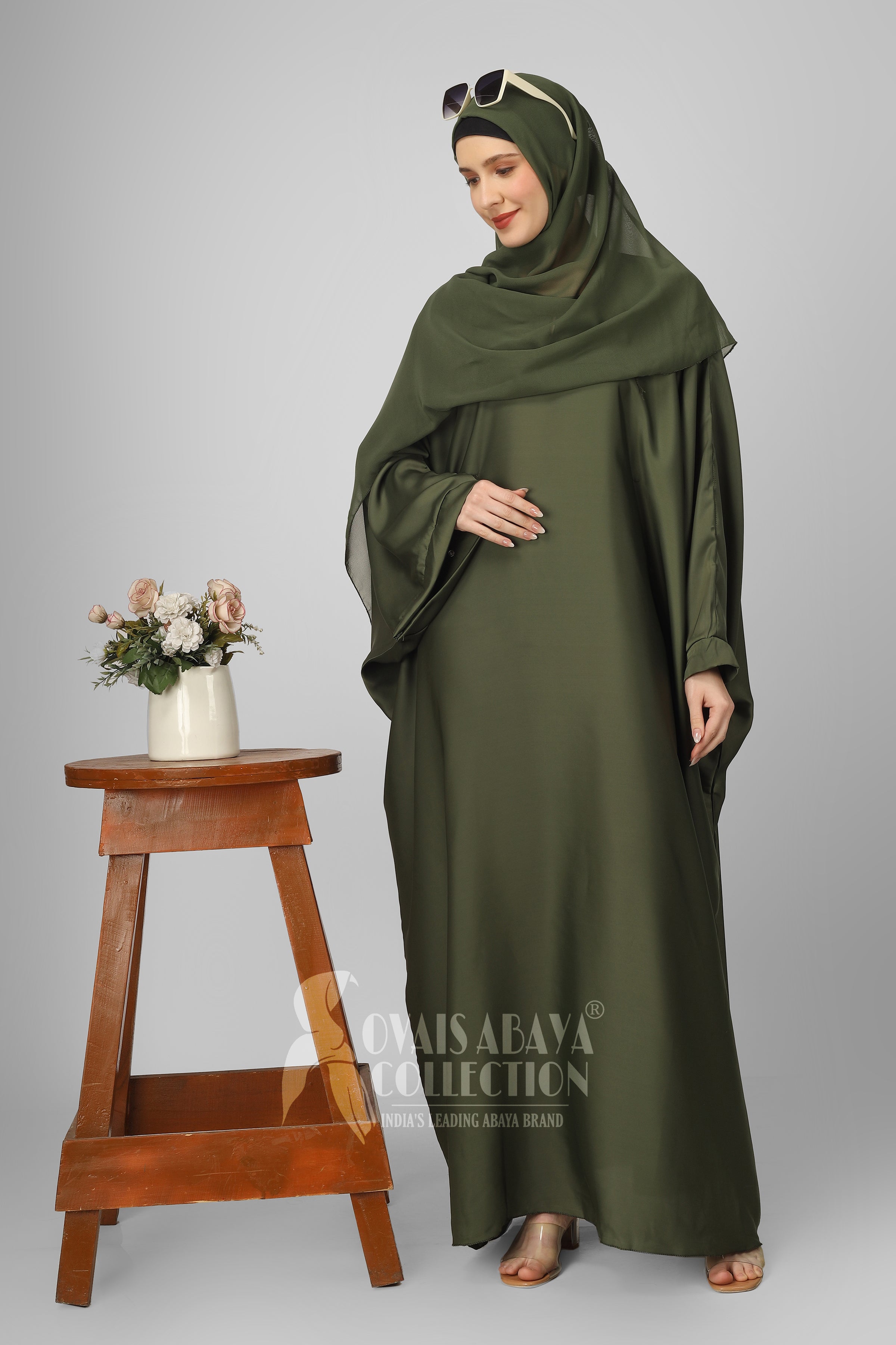 Arebiyan Kaftan Abaya ( TOUCH GREEN )