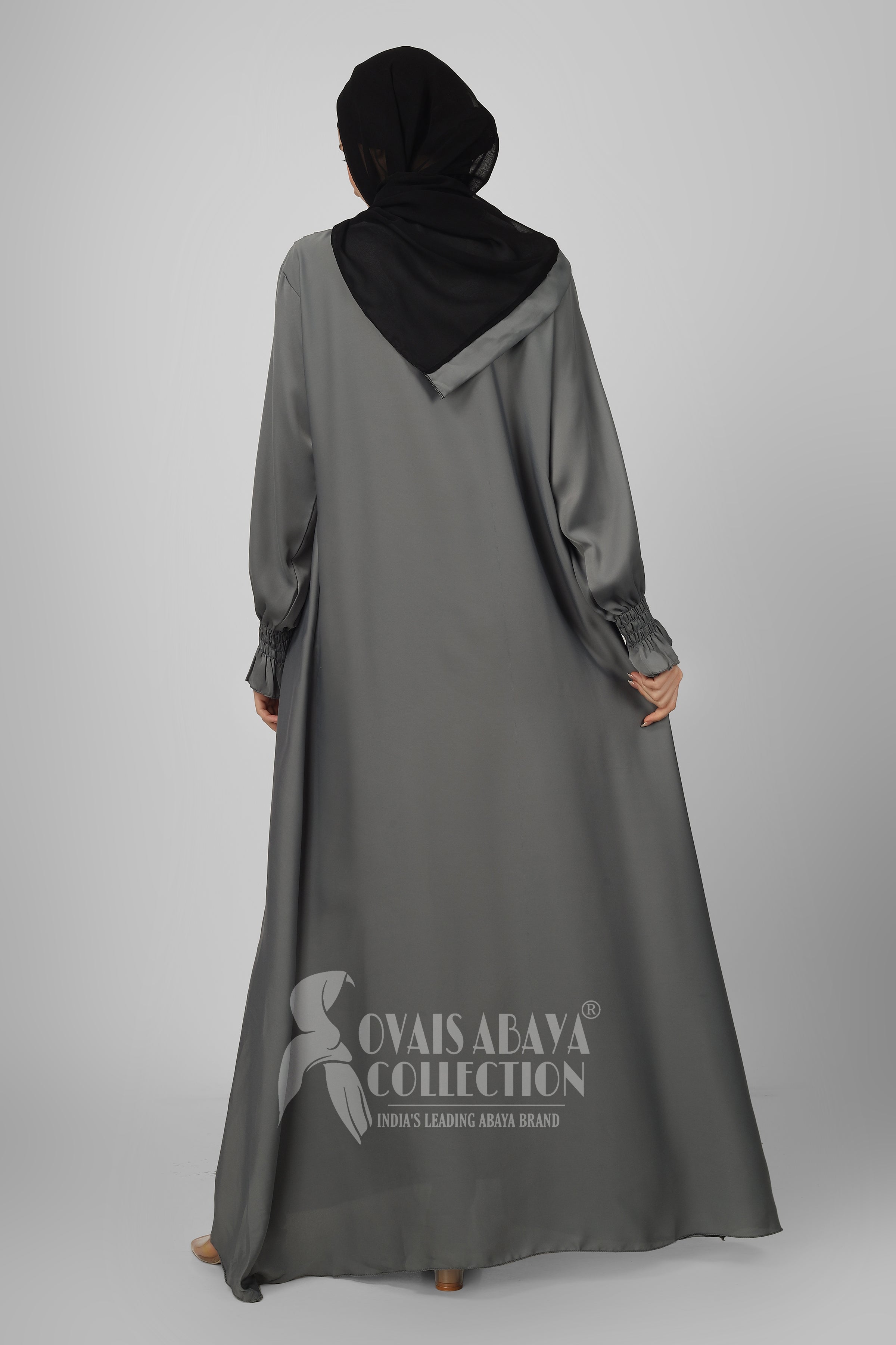 Zoya Pintex Lastic Sleeve Abaya ( ASH GREY )