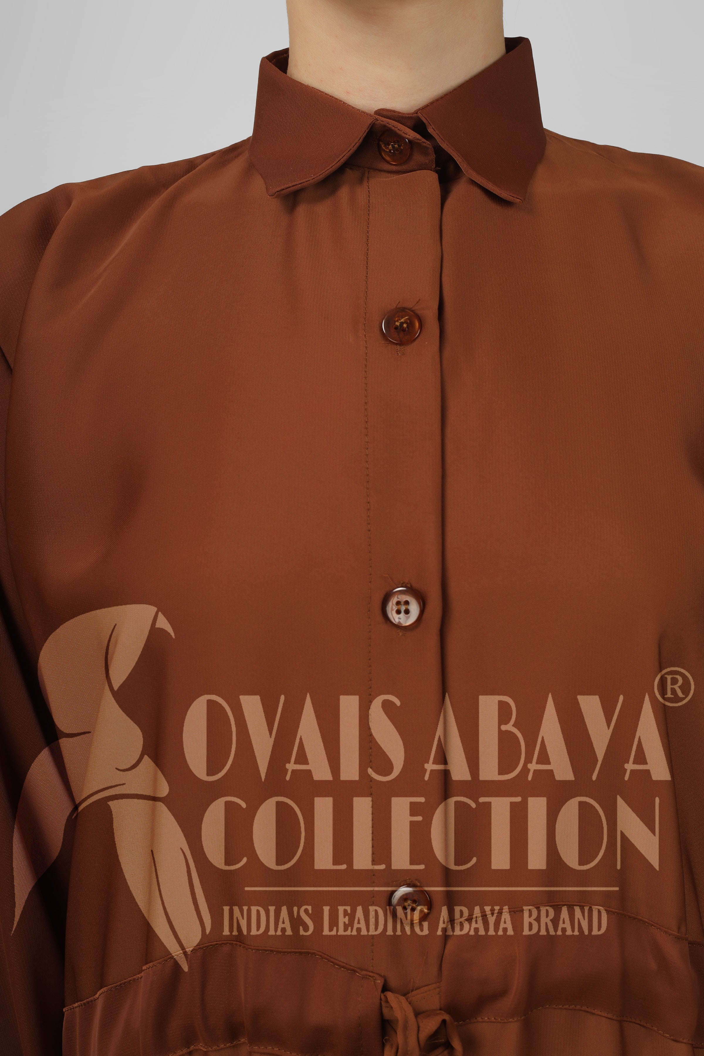 New Launch Huriya Front Open Collar Abaya MOCHA BROWN ( Limited Stock )