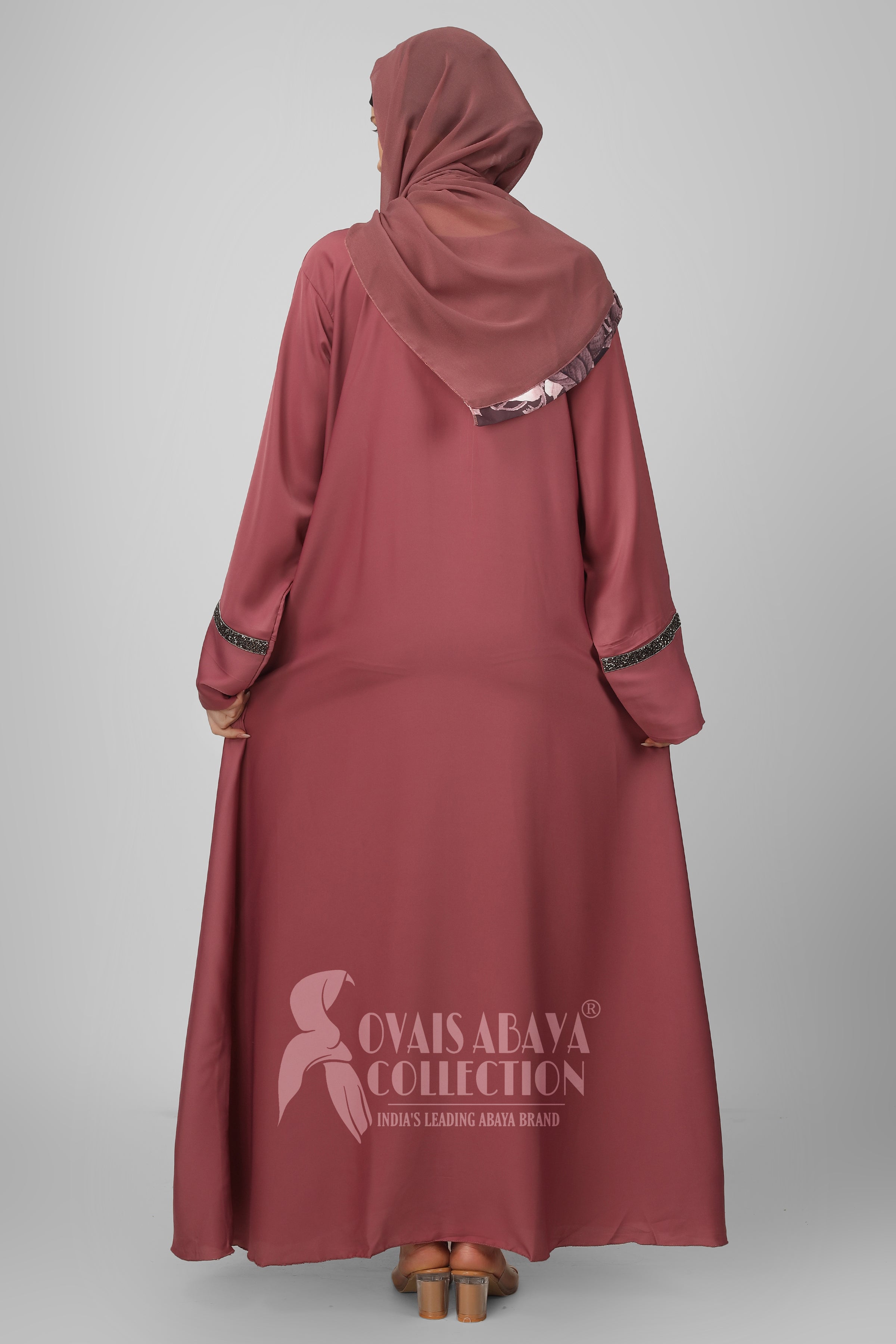 LAIBA Imported Stone Lace abaya - PINK ( NEW LAUNCH )