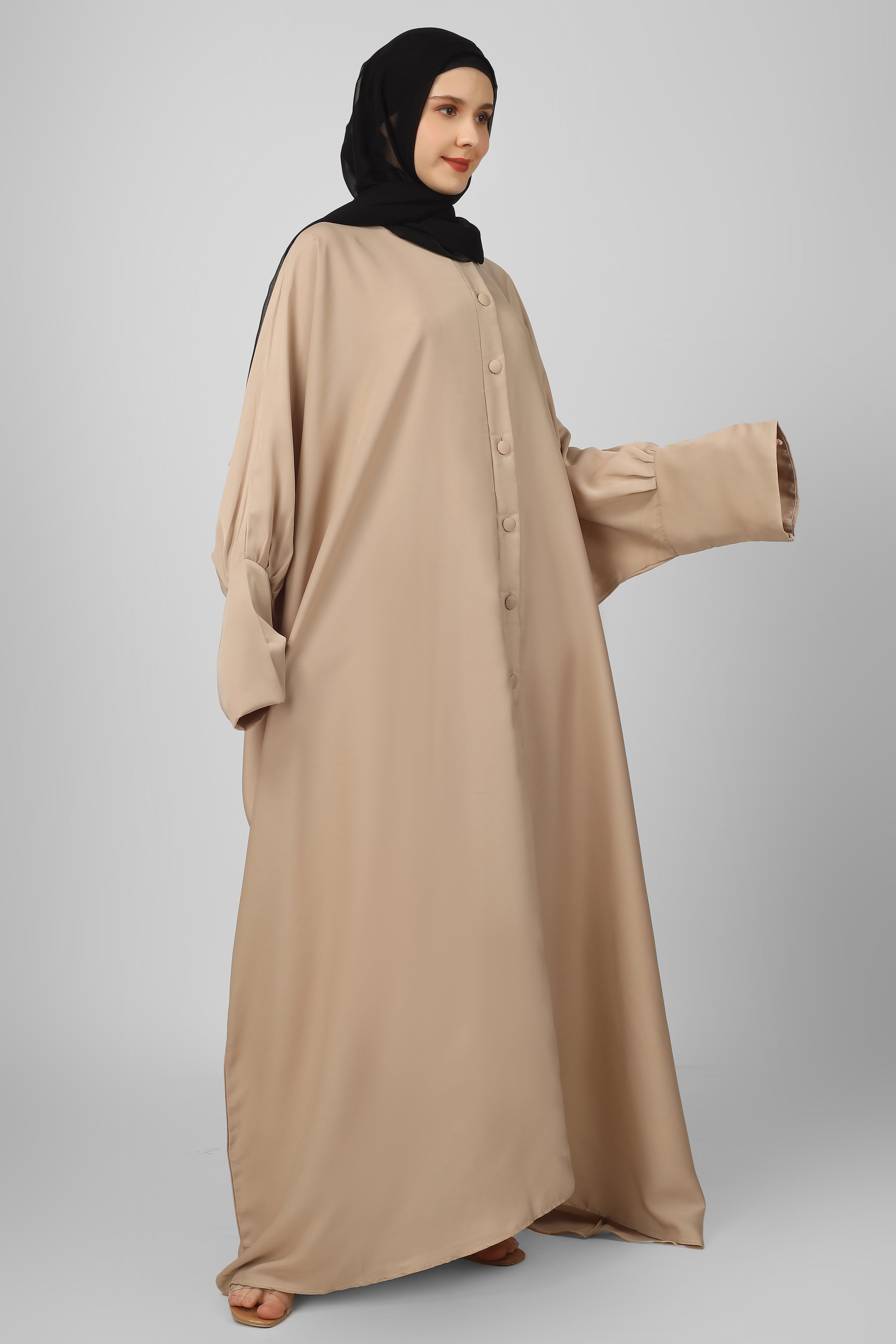 870 FITTING SLEEVE ABAYA | NUDE