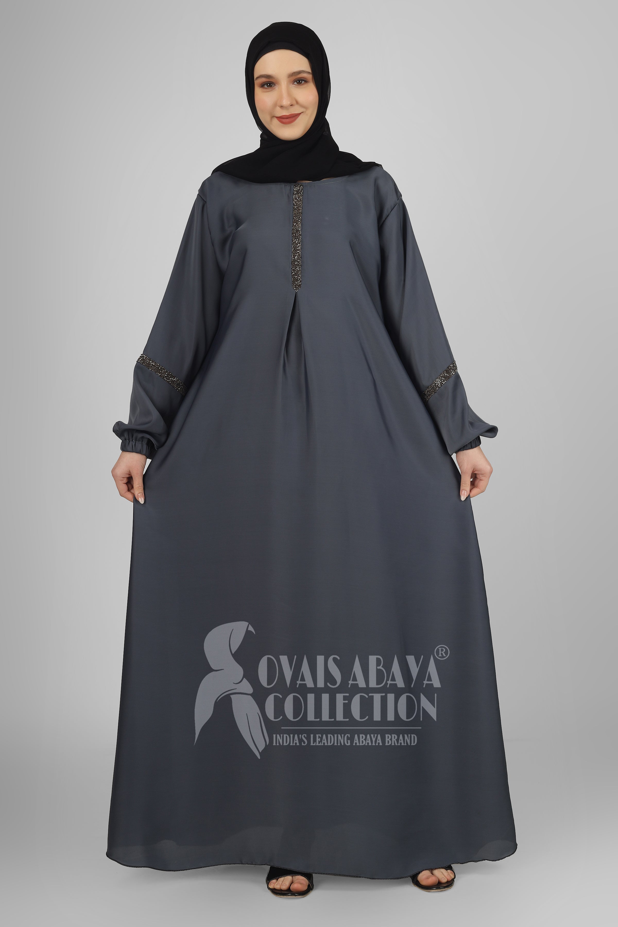 6001 - Aash Basic Abaya - ASH GRAY  ( NEW LAUNCH )