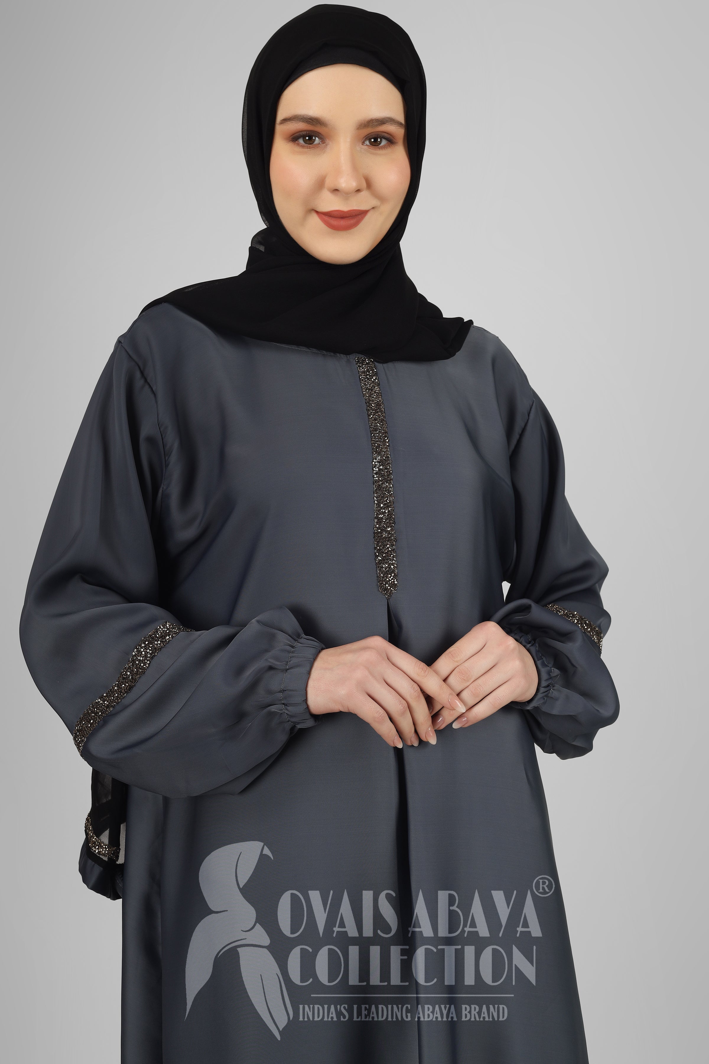 6001 - Aash Basic Abaya - ASH GRAY  ( NEW LAUNCH )