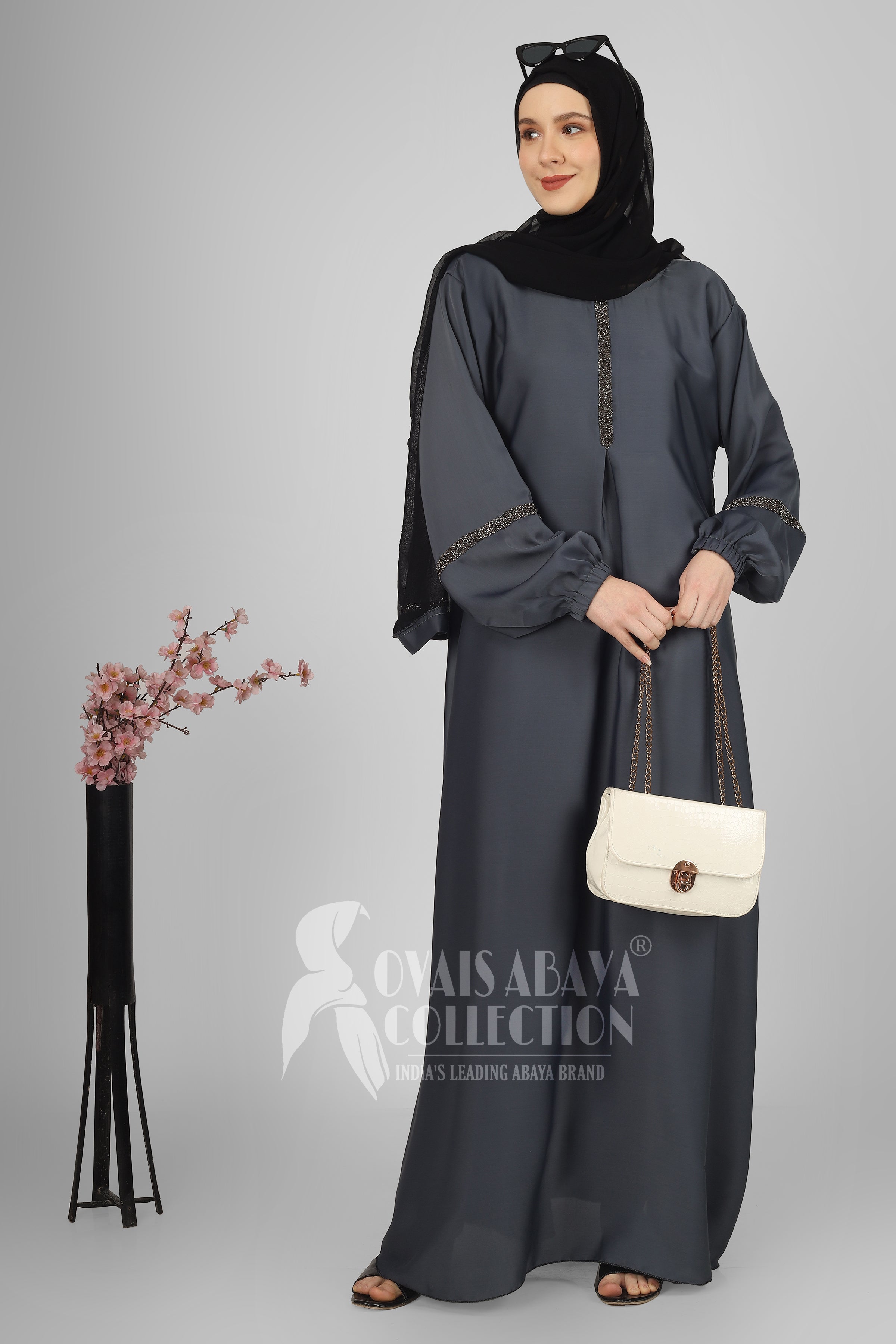 6001 - Aash Basic Abaya - ASH GRAY  ( NEW LAUNCH )