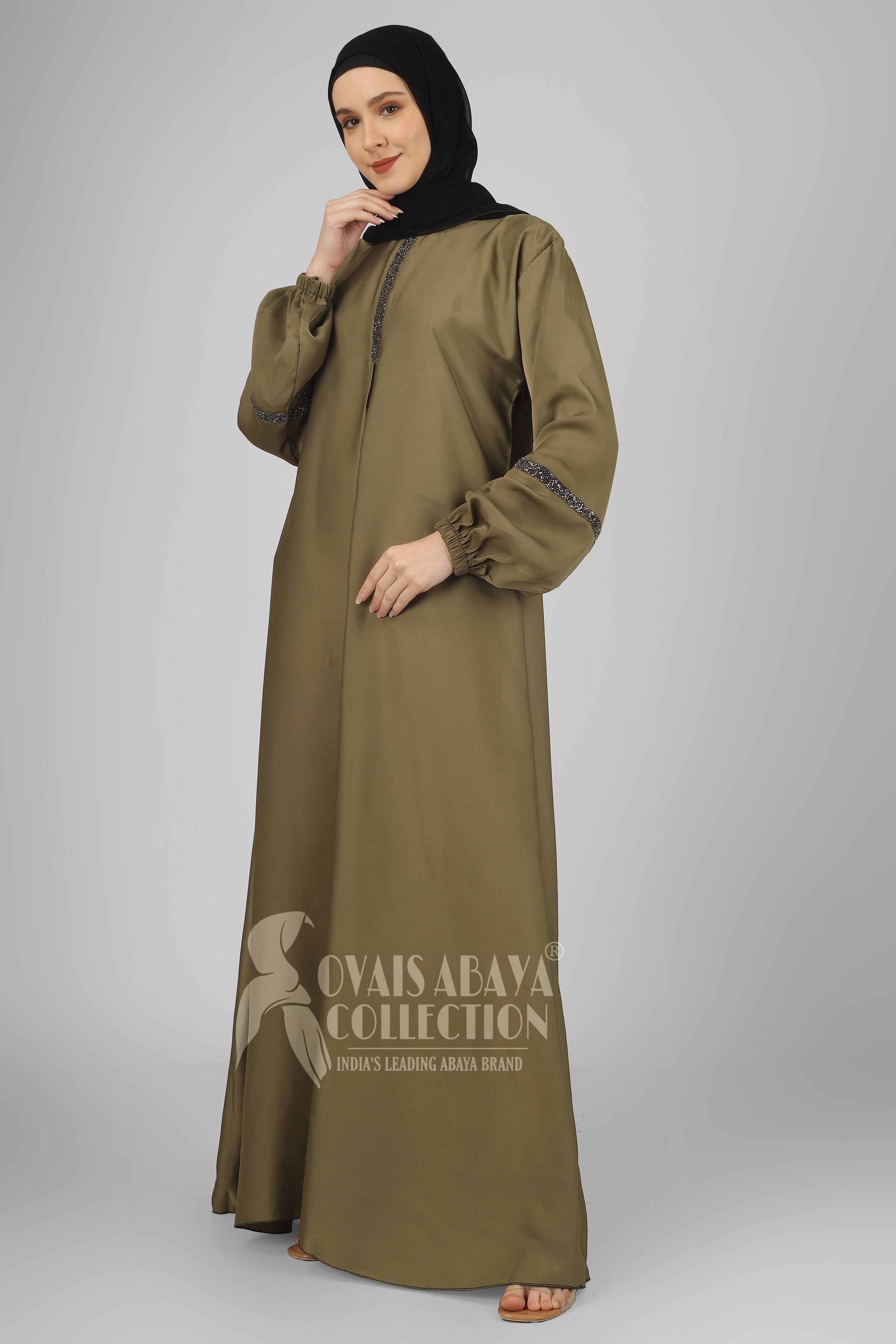 6001 - Aash Basic Abaya - OLIVE ( NEW LAUNCH )