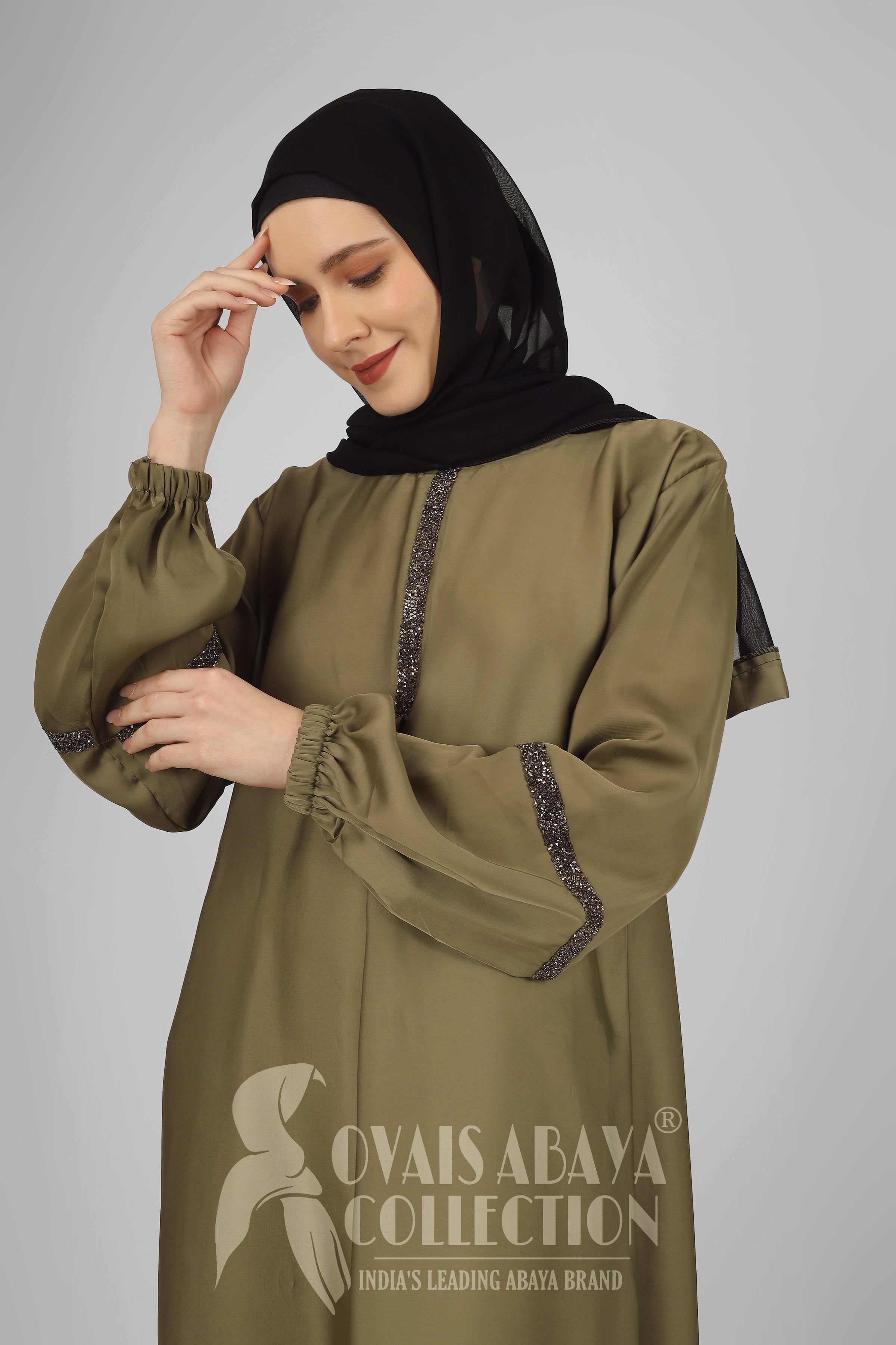 6001 - Aash Basic Abaya - OLIVE ( NEW LAUNCH )