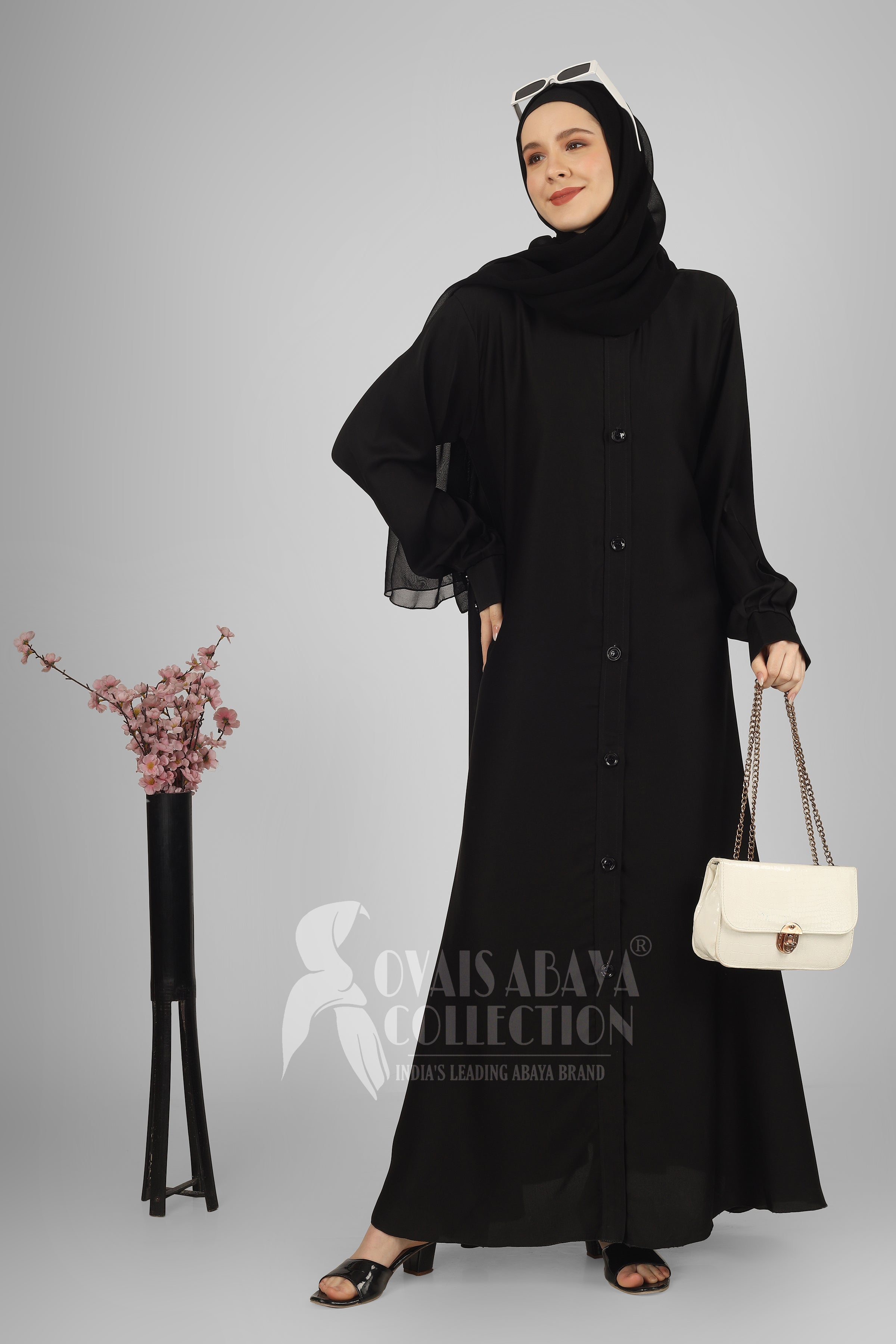 Daily Wear Buttons Abaya ( BLACK )