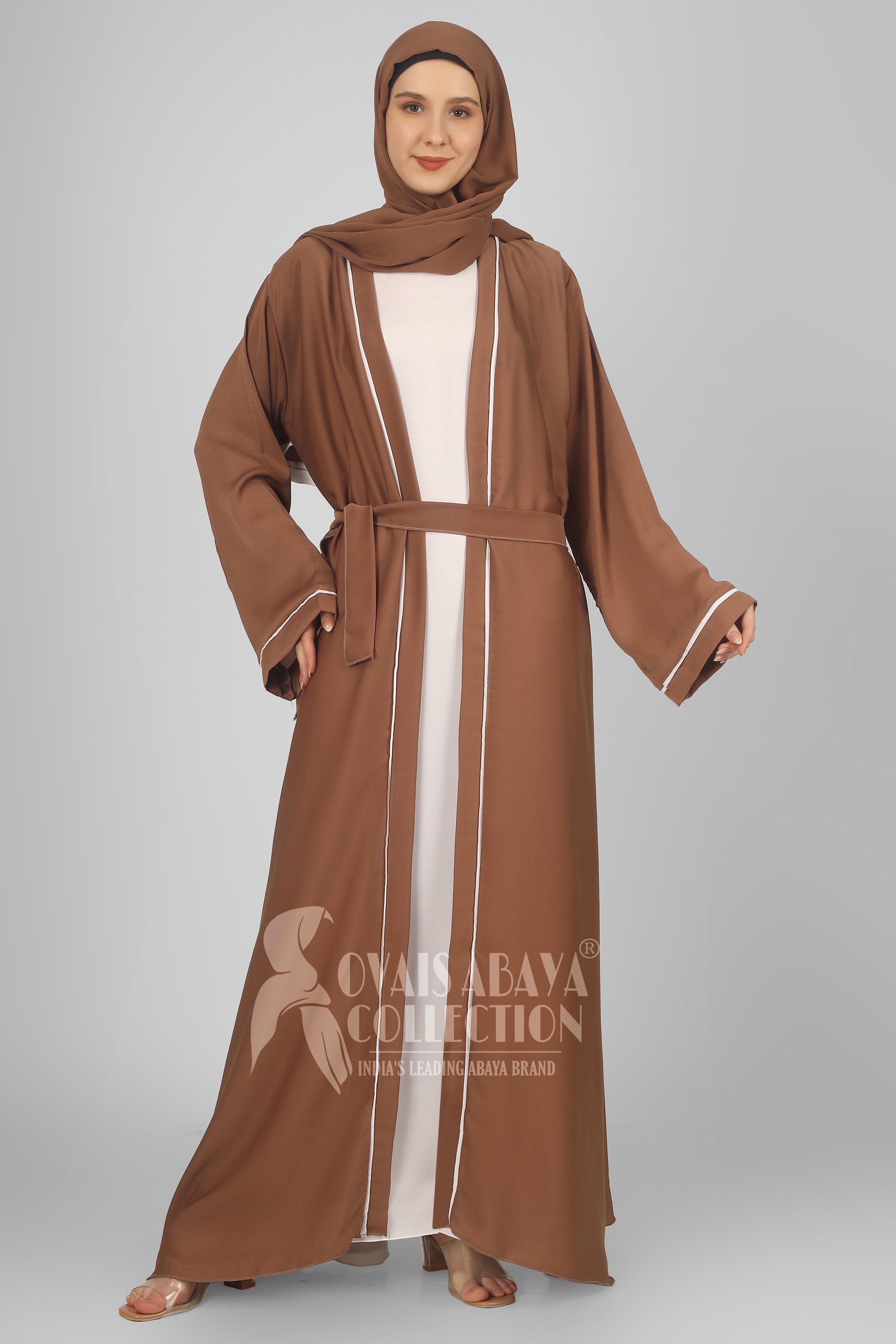 Ruhi Imported Double Shrugs Abaya GOLDEN TO WHITE - ( New - Edition )