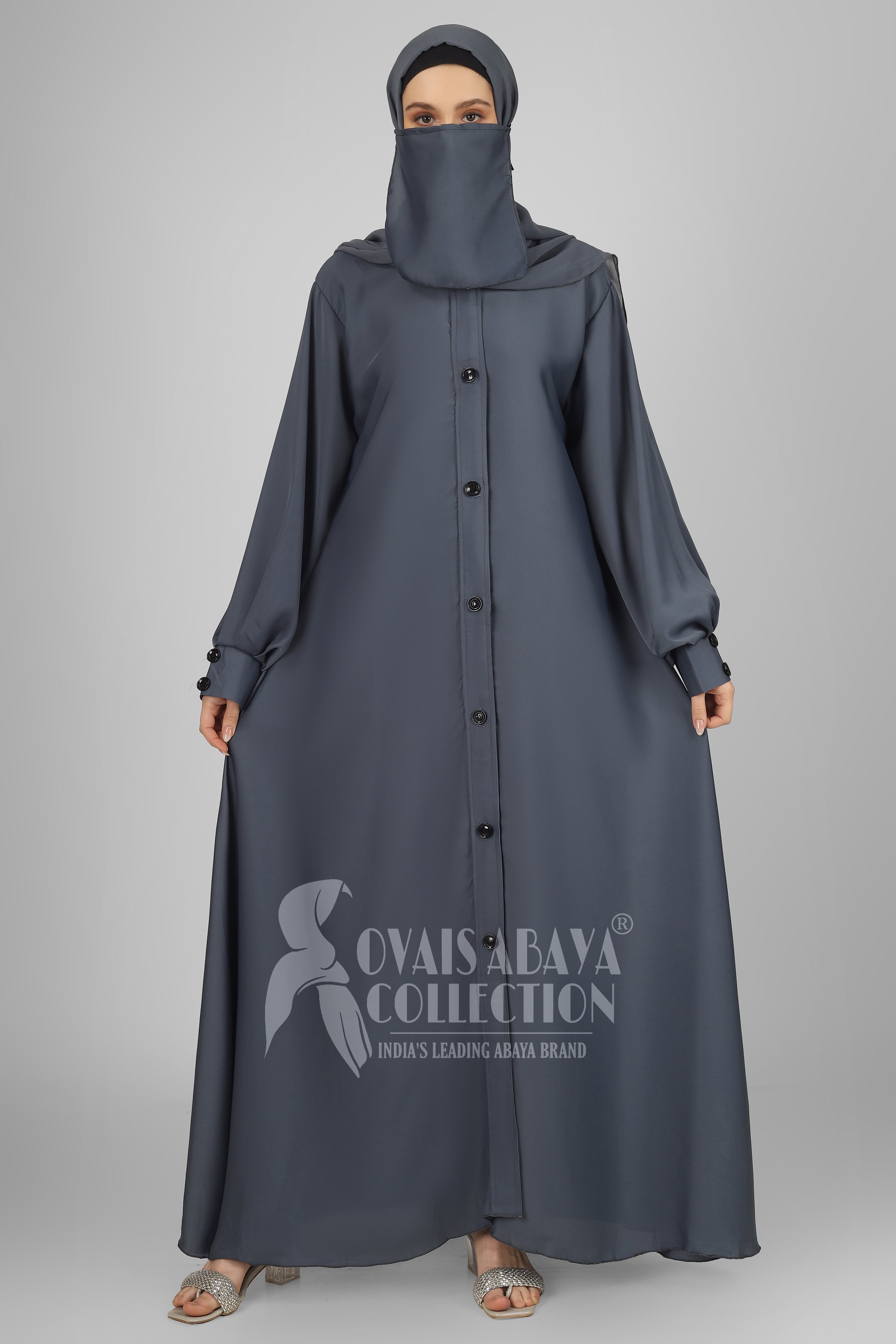 Daily Wear Buttons Abaya ( GRAY )