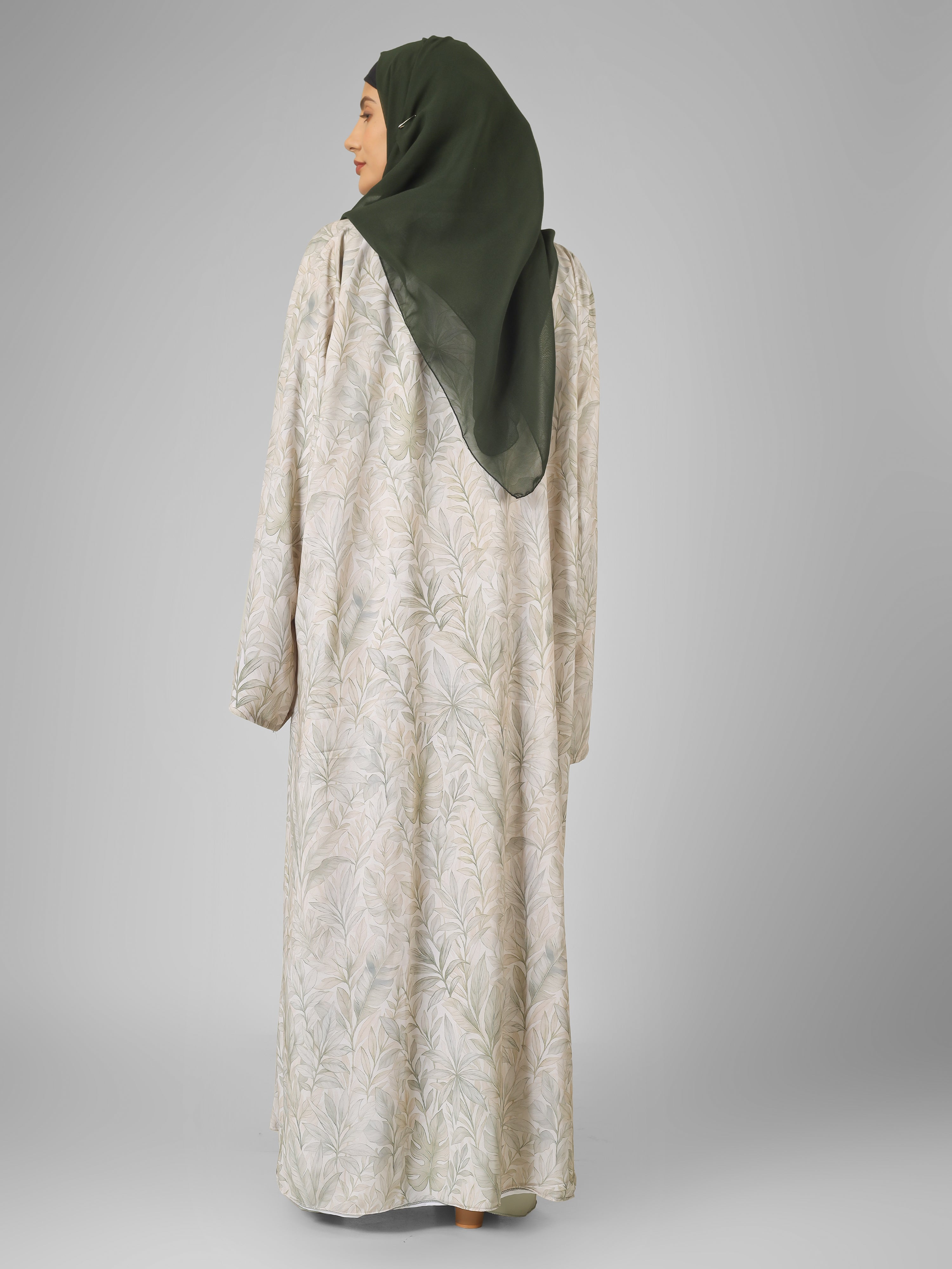 SADAF DOUBLE SHRUG ABAYA | SAND GRAY