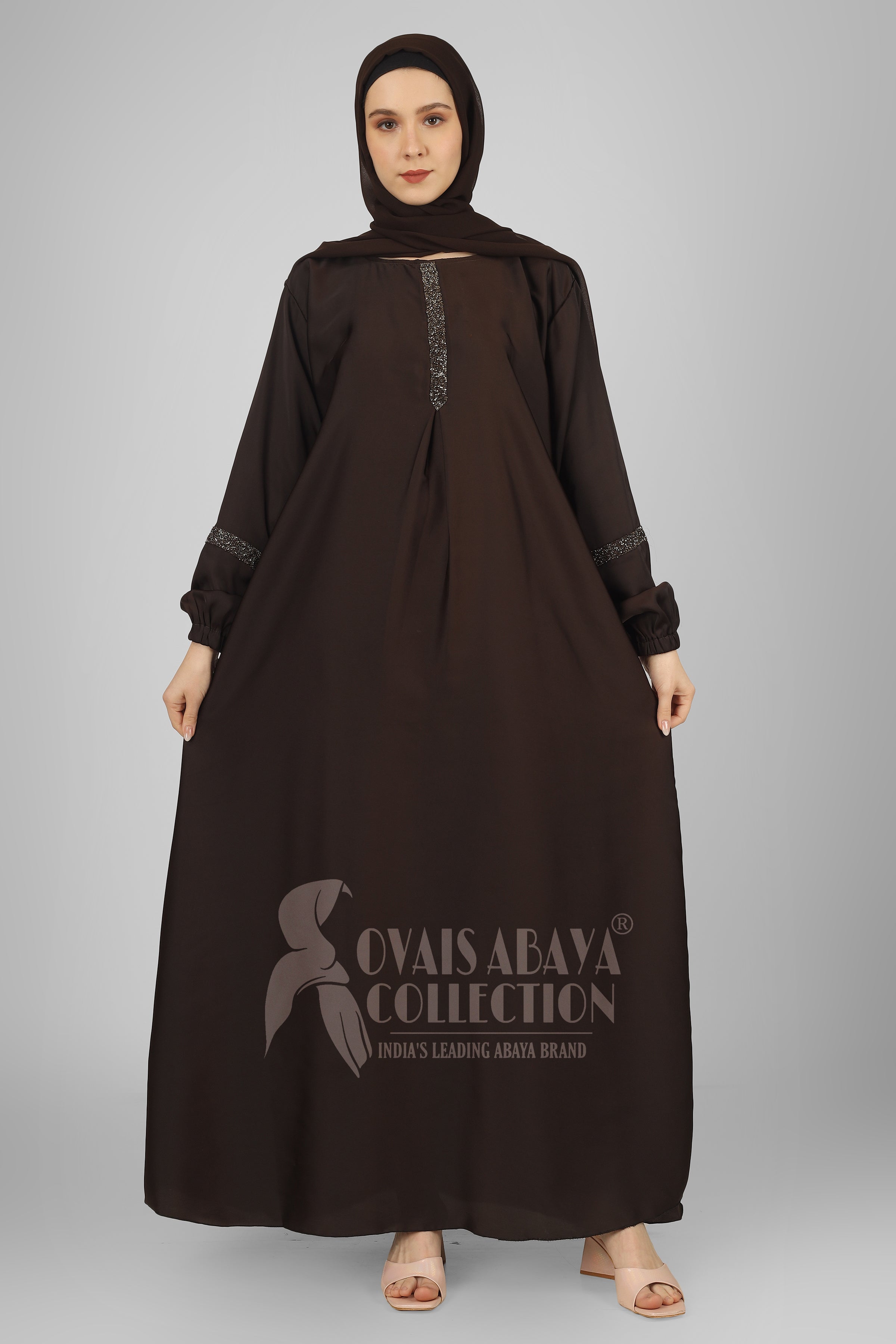 6001 - Aash Basic Abaya - BROWN  ( NEW LAUNCH )