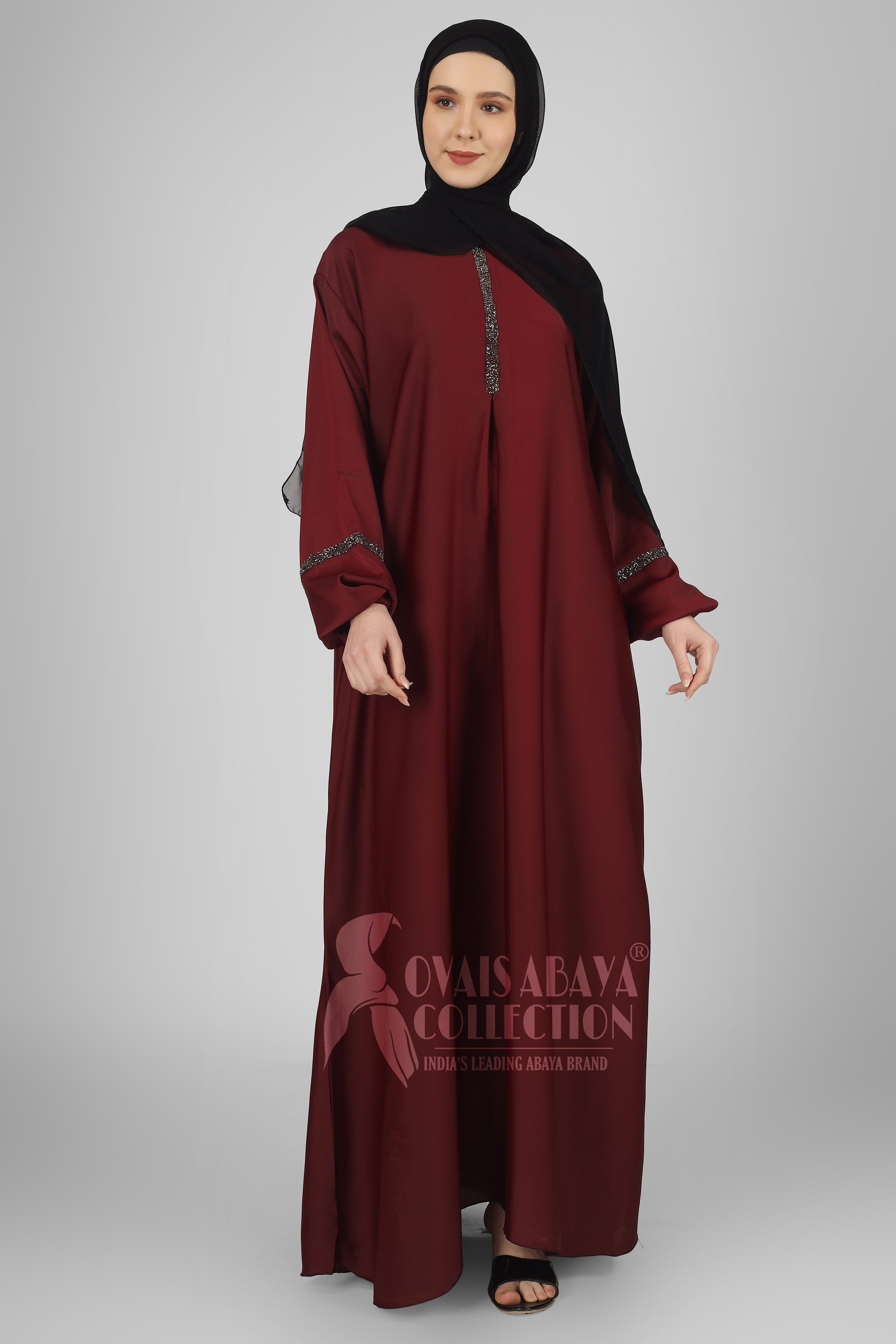 6001 - Aash Basic Abaya - MAROON ( NEW LAUNCH )