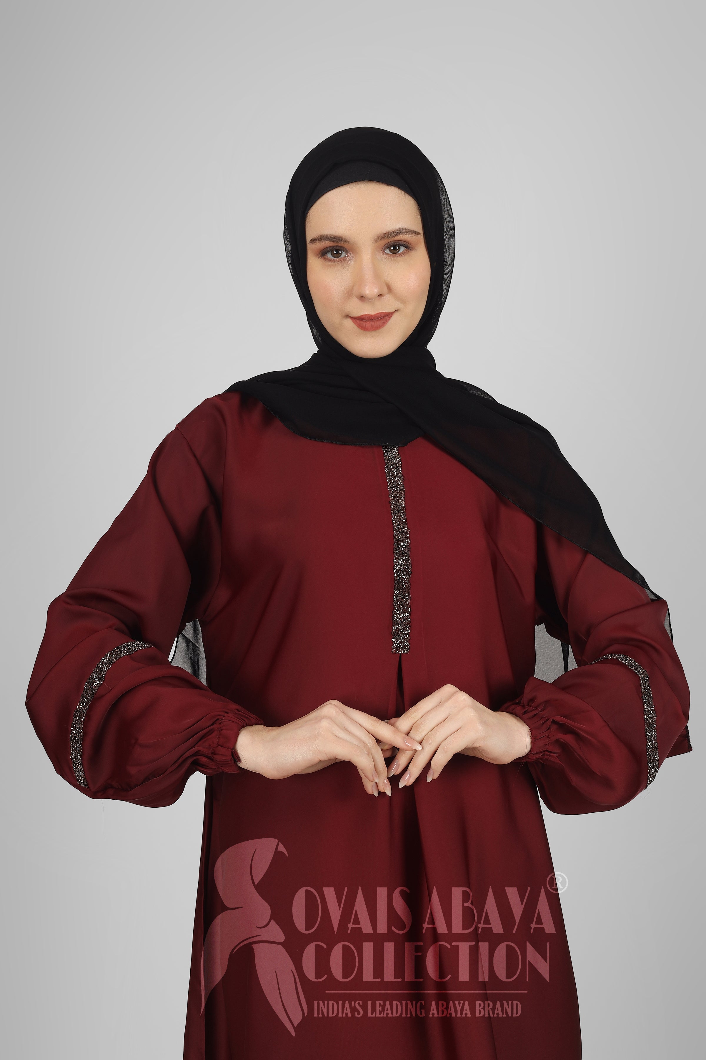 6001 - Aash Basic Abaya - MAROON ( NEW LAUNCH )