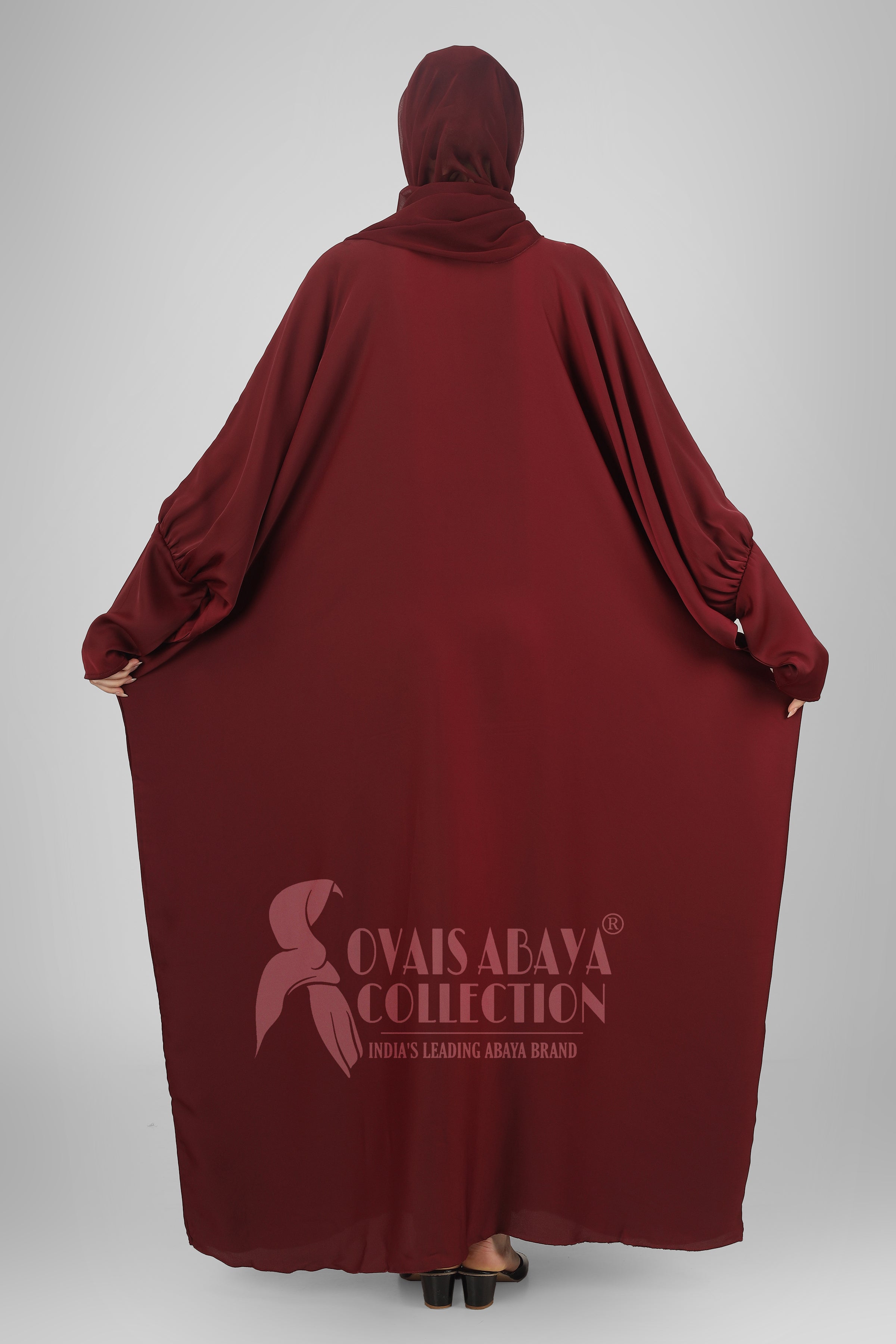 1071 Beautifull Fitting Sleeve Abaya MAROON ( Best For Daily Wear )