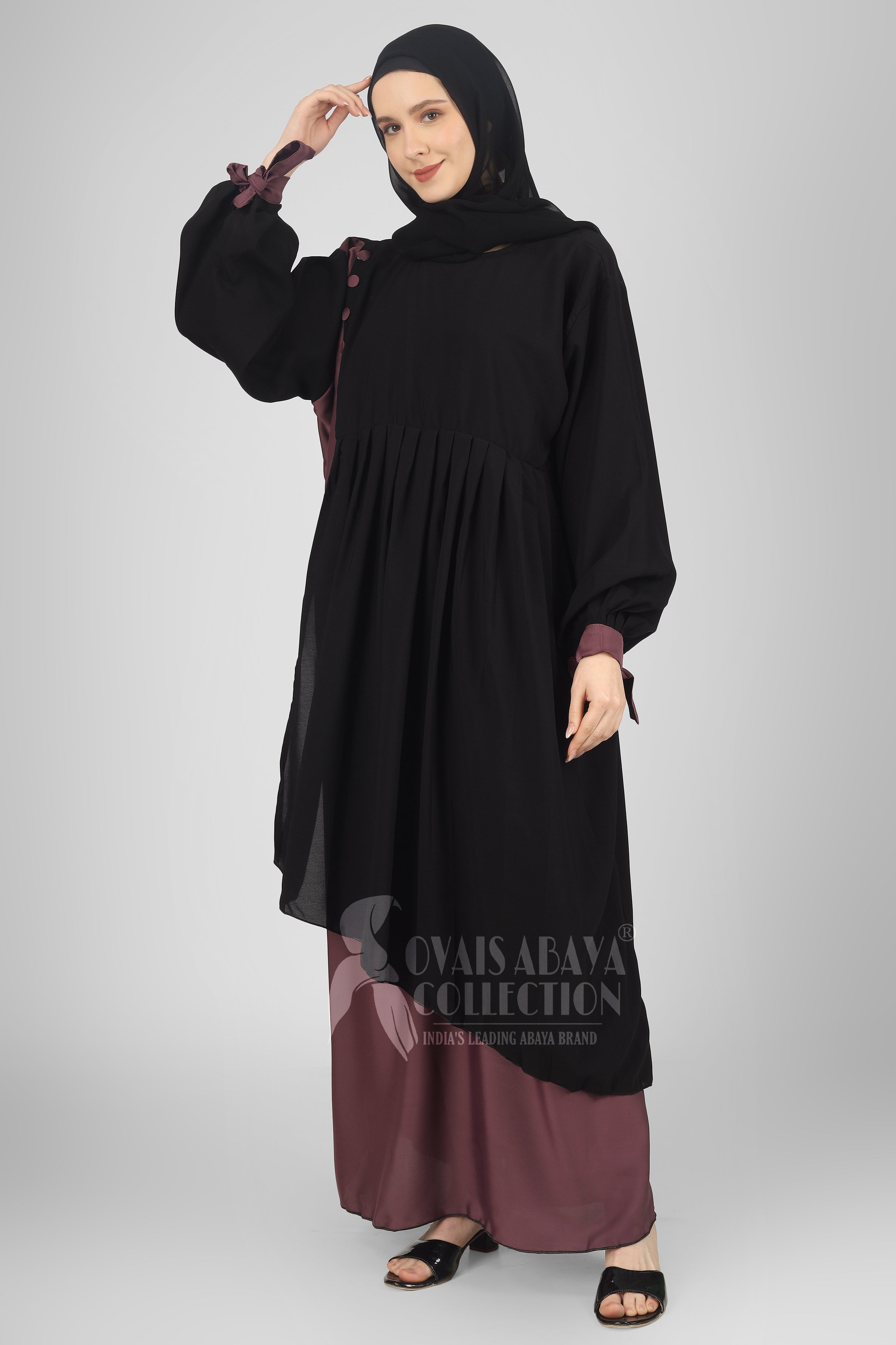 Iqra Plates Work abaya BLACK ( Most Viral Abaya )