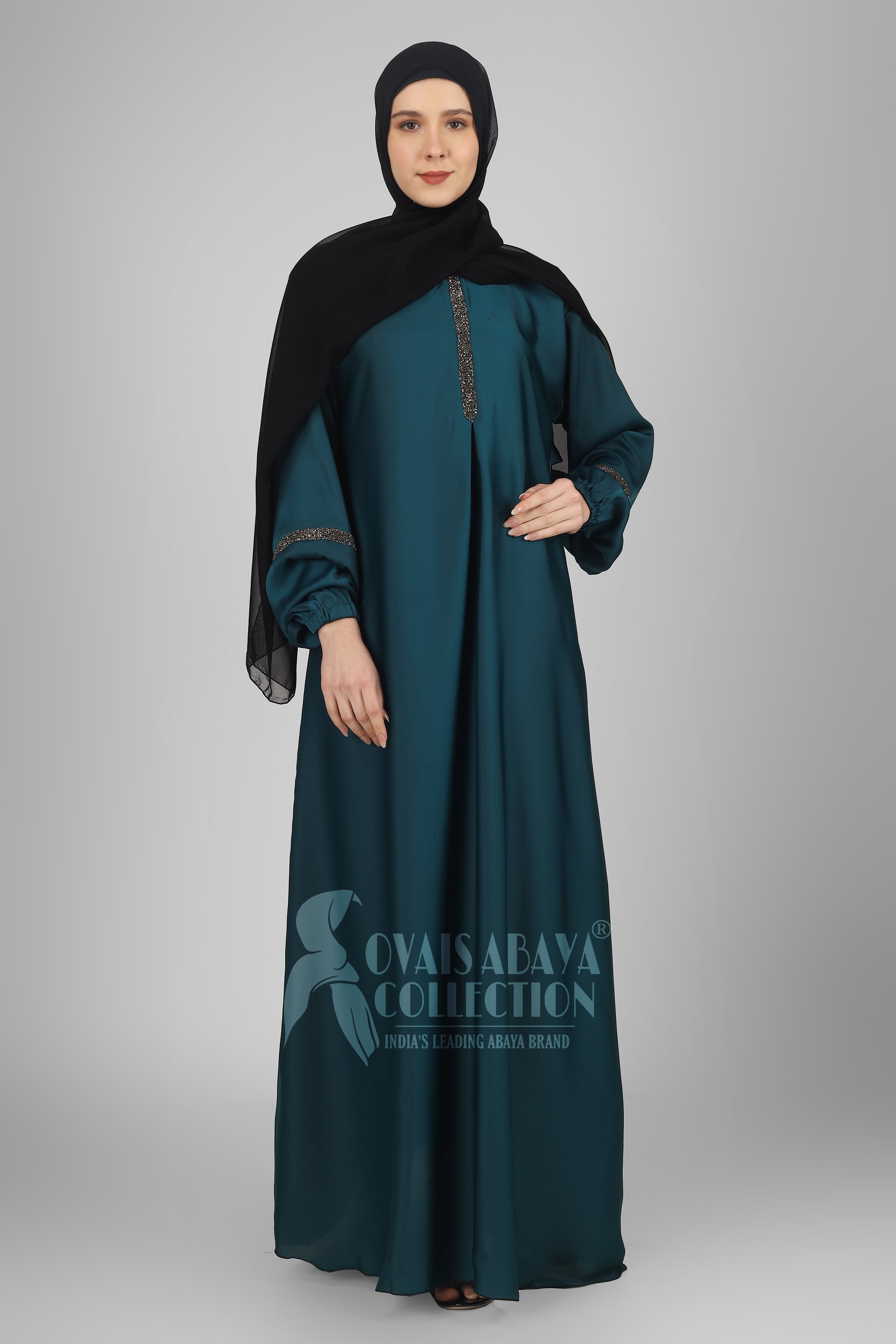 6001 - Aash Basic Abaya - TEAL ( NEW LAUNCH )