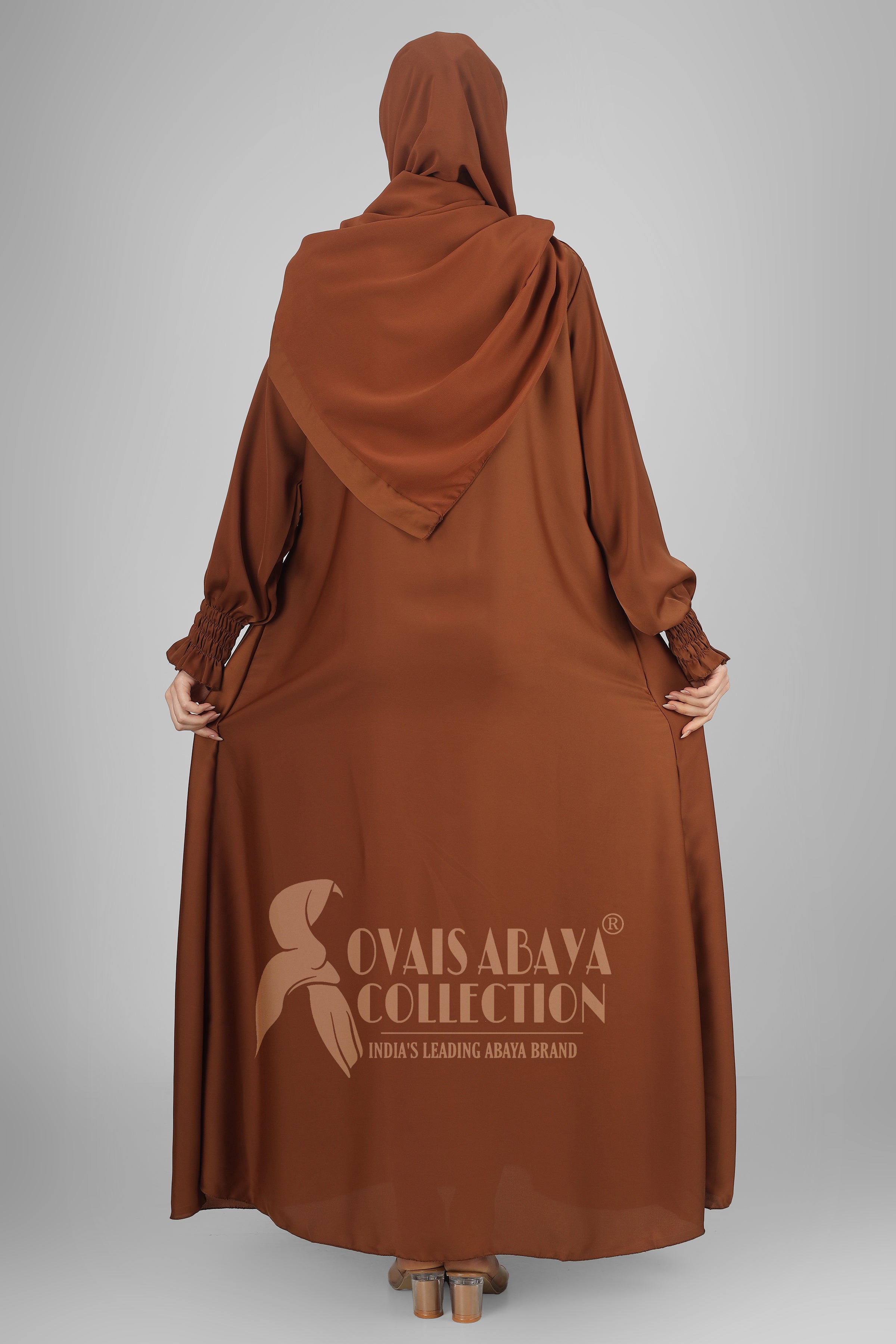 Zoya Pintex Lastic Sleeve Abaya ( CHIKOO )