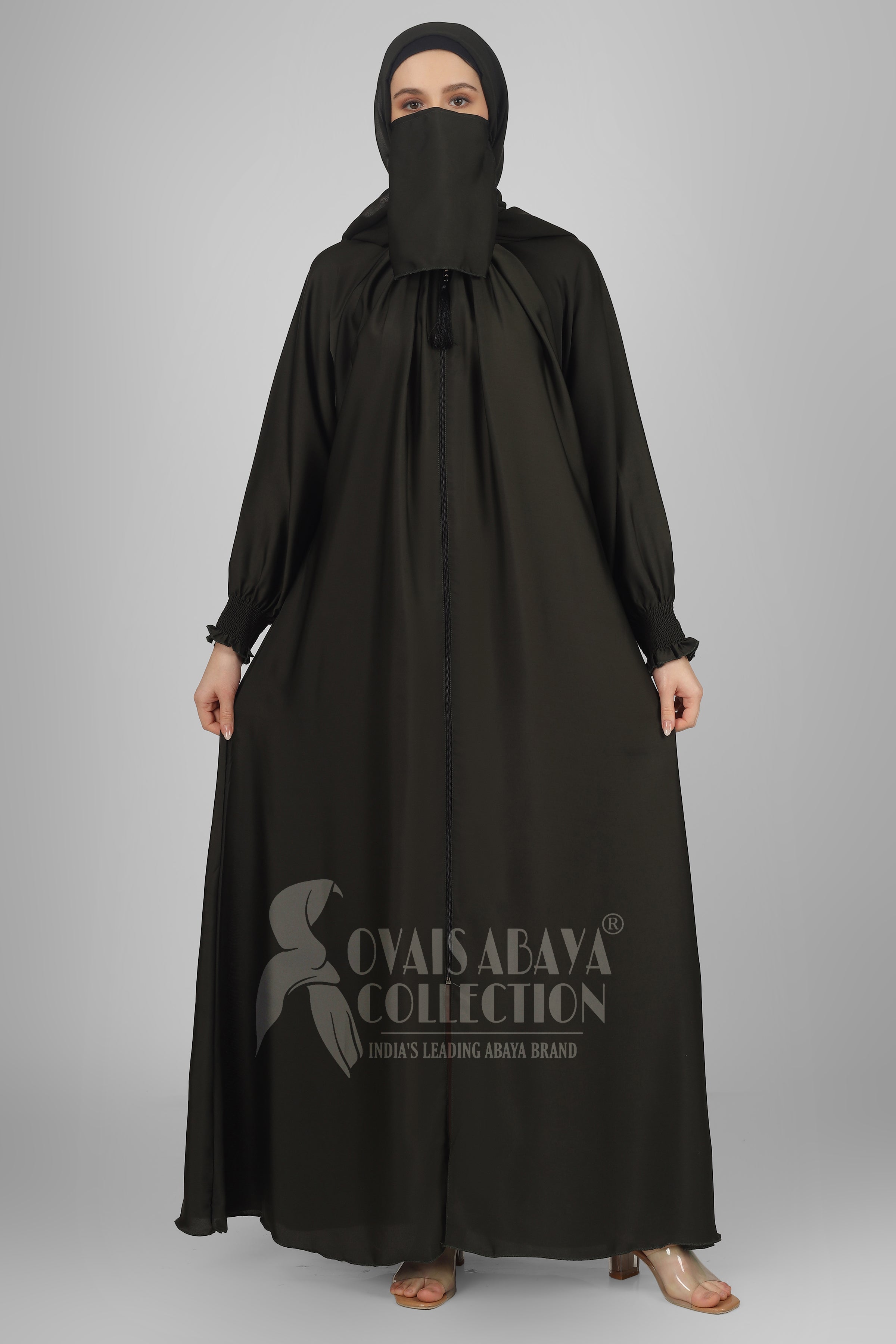 Sara Zipper Abaya OLIVE ( NEW - COLLECTION )