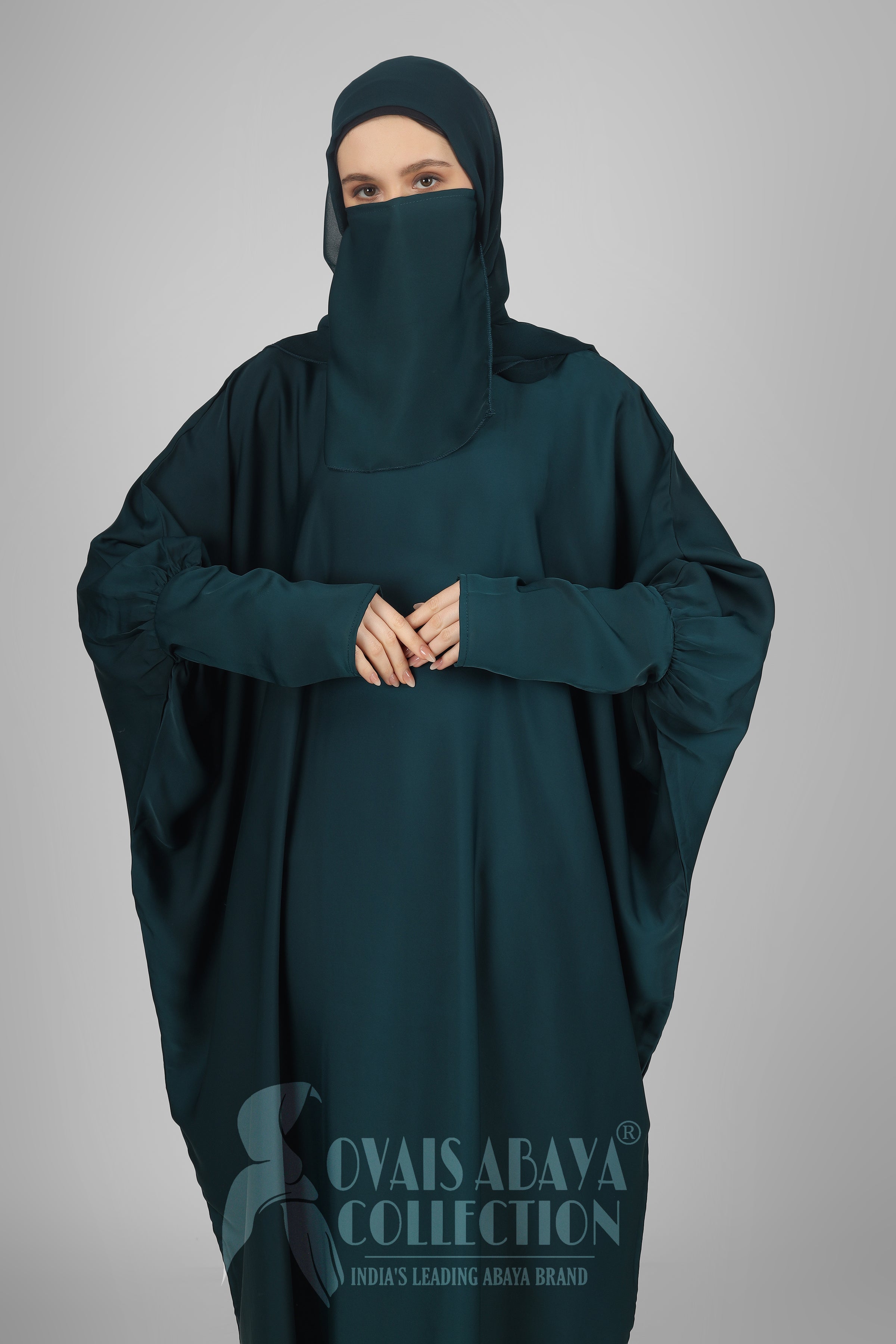 1071 Beautifull Fitting Sleeve Abaya TEAL ( Best For Daily Wear )