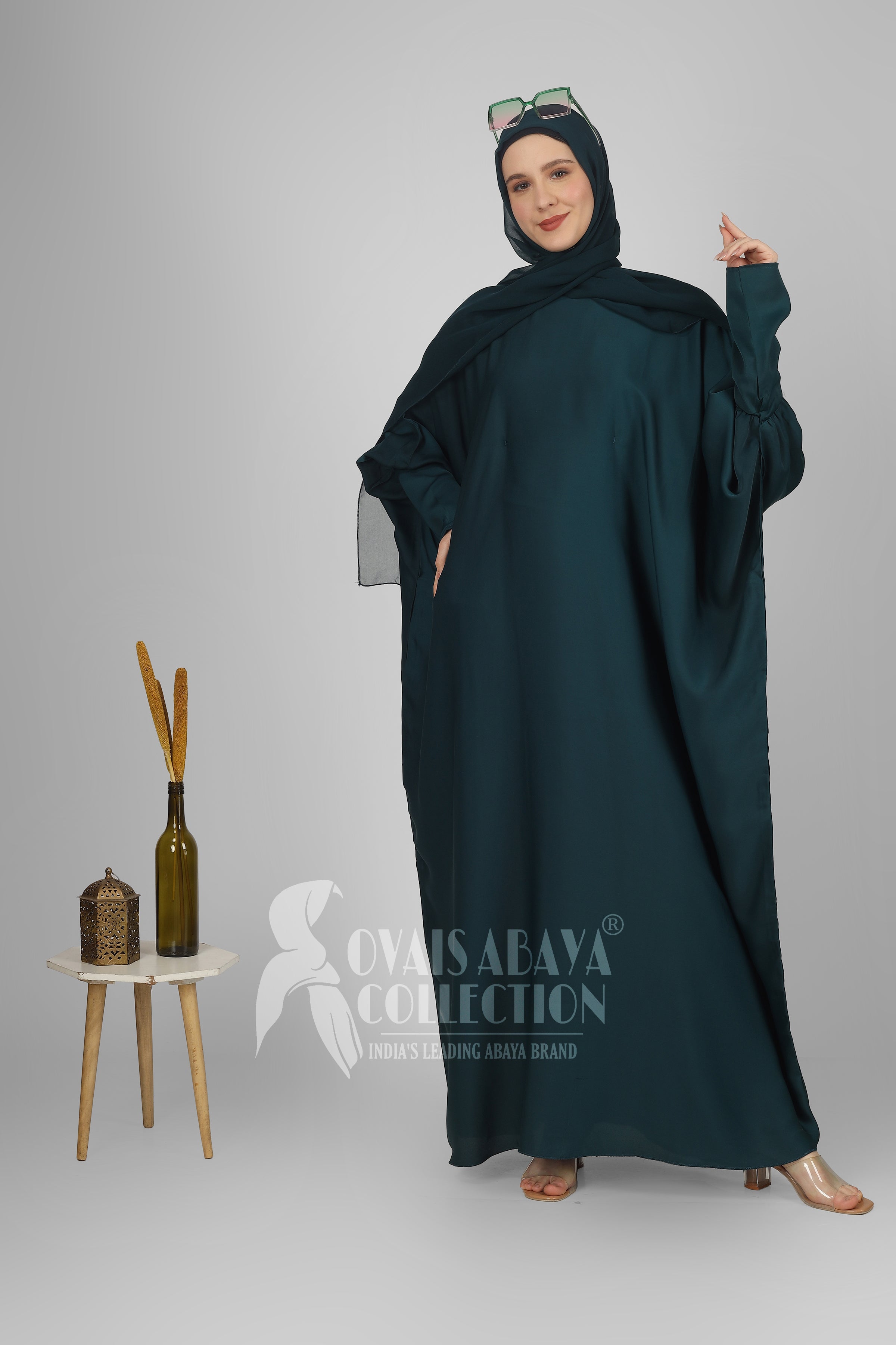 1071 Beautifull Fitting Sleeve Abaya TEAL ( Best For Daily Wear )