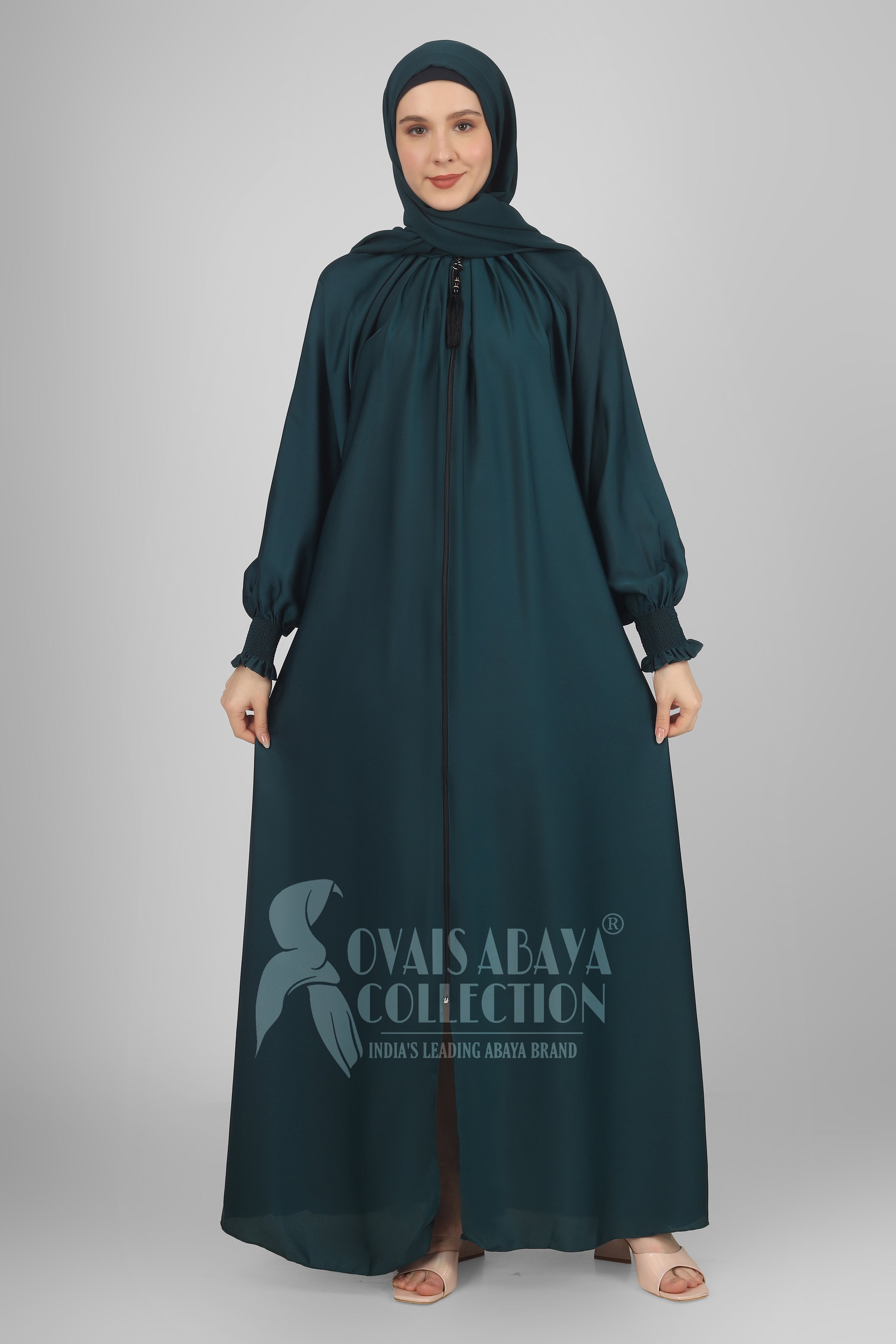 Sara Zipper Abaya TEAL ( NEW - COLLECTION )