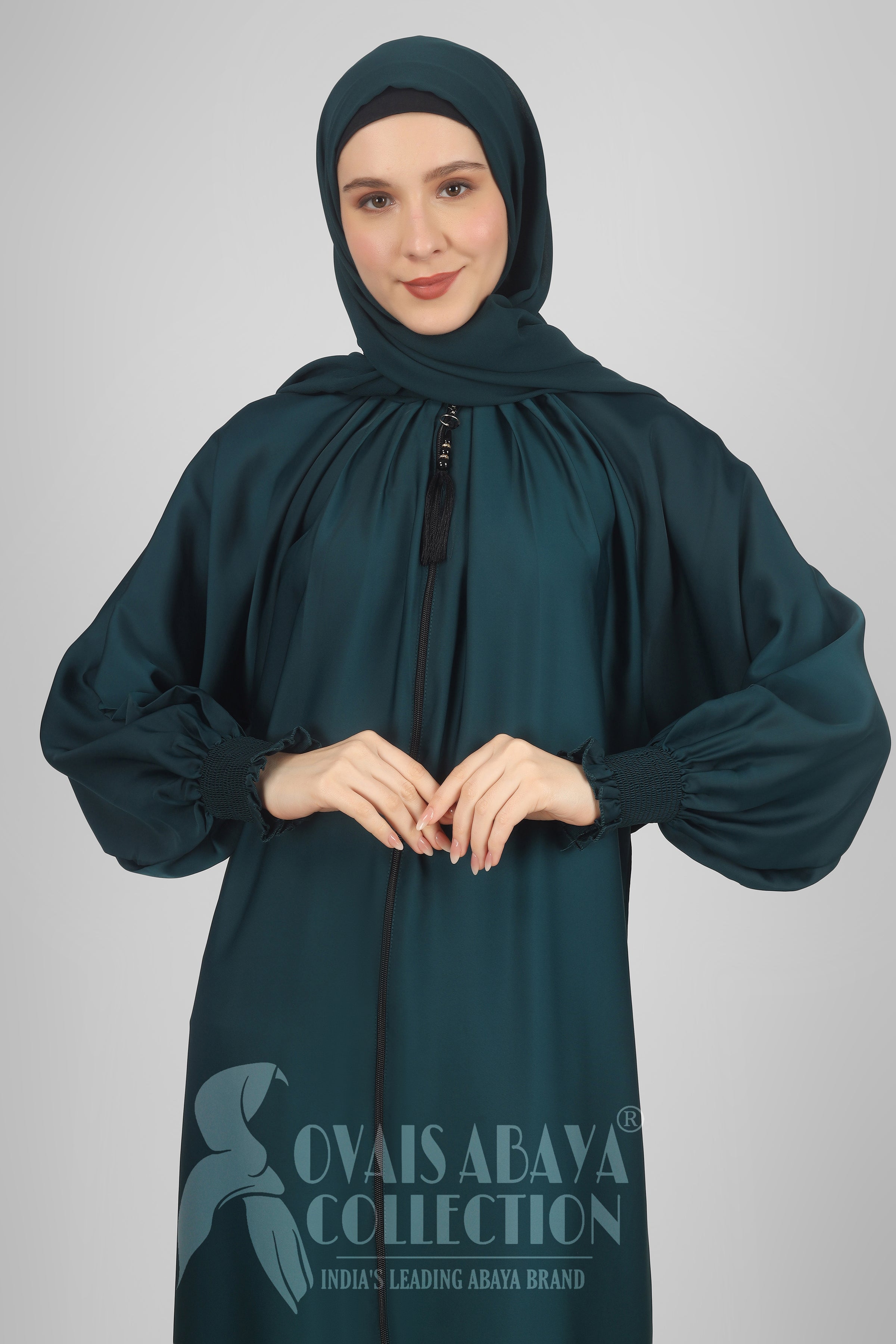 Sara Zipper Abaya TEAL ( NEW - COLLECTION )