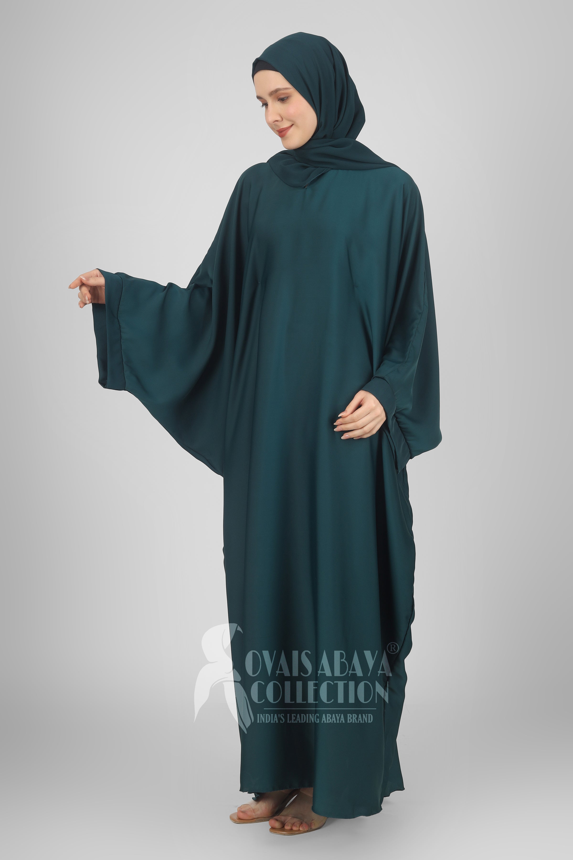 Arebiyan Kaftan Abaya ( FIROZEN TEAL )