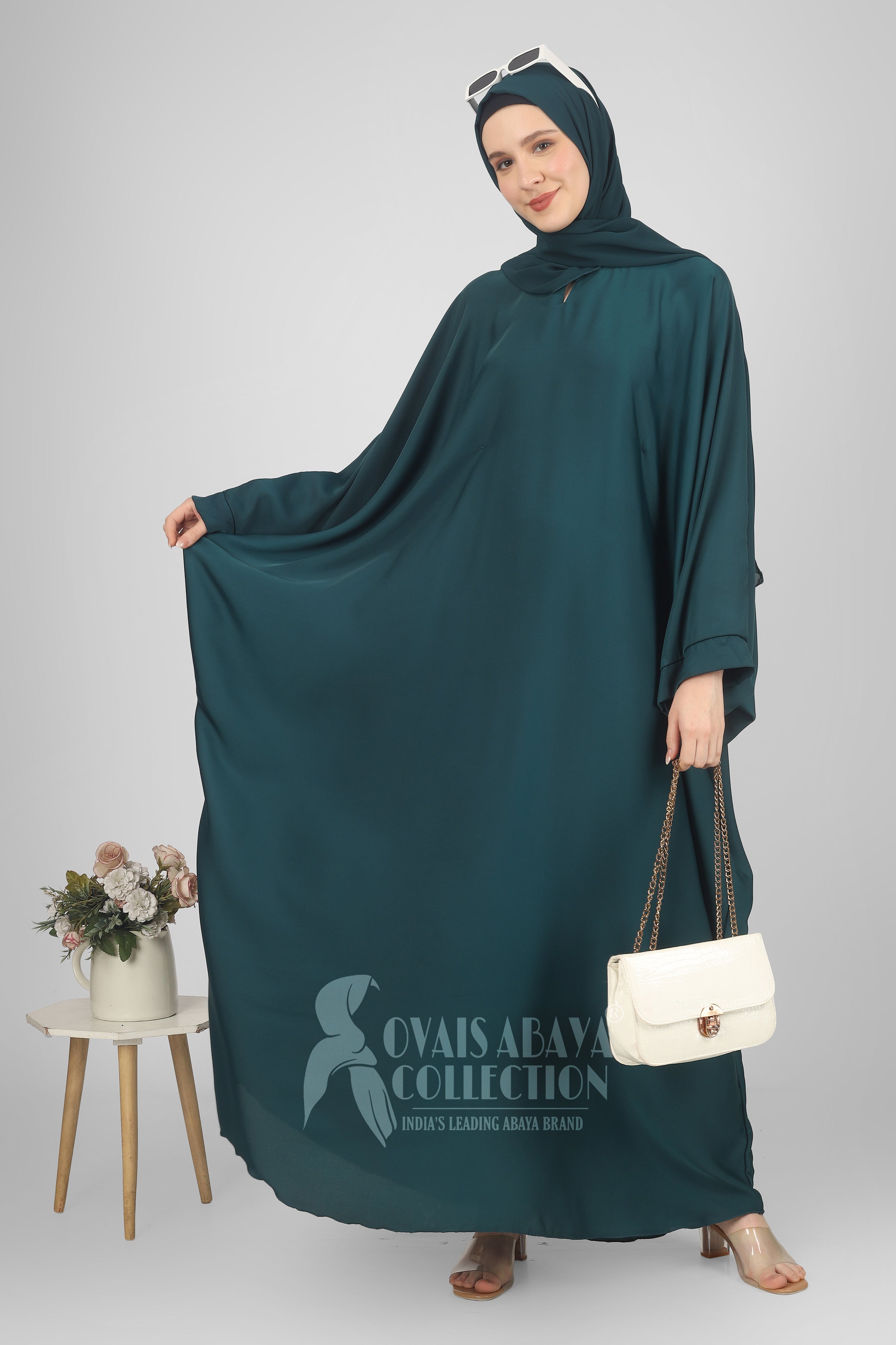 Arebiyan Kaftan Abaya ( FIROZEN TEAL )