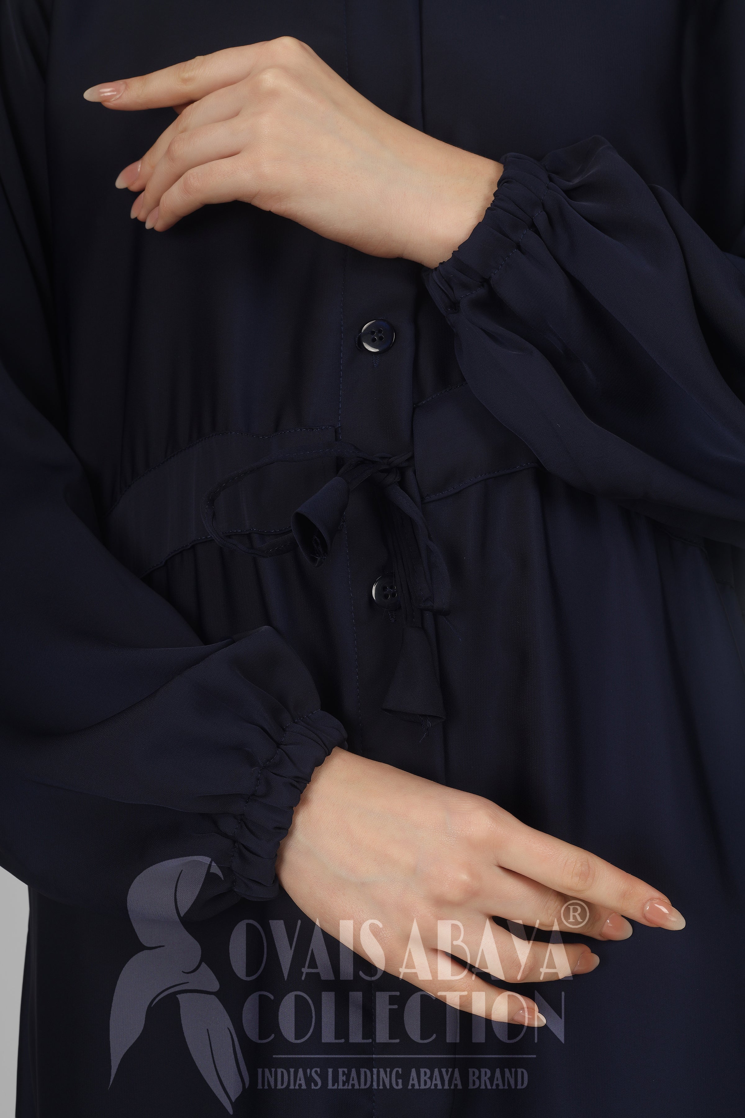 New Launch Huriya Front Open Collar Abaya KING BLUE ( Limited Stock )