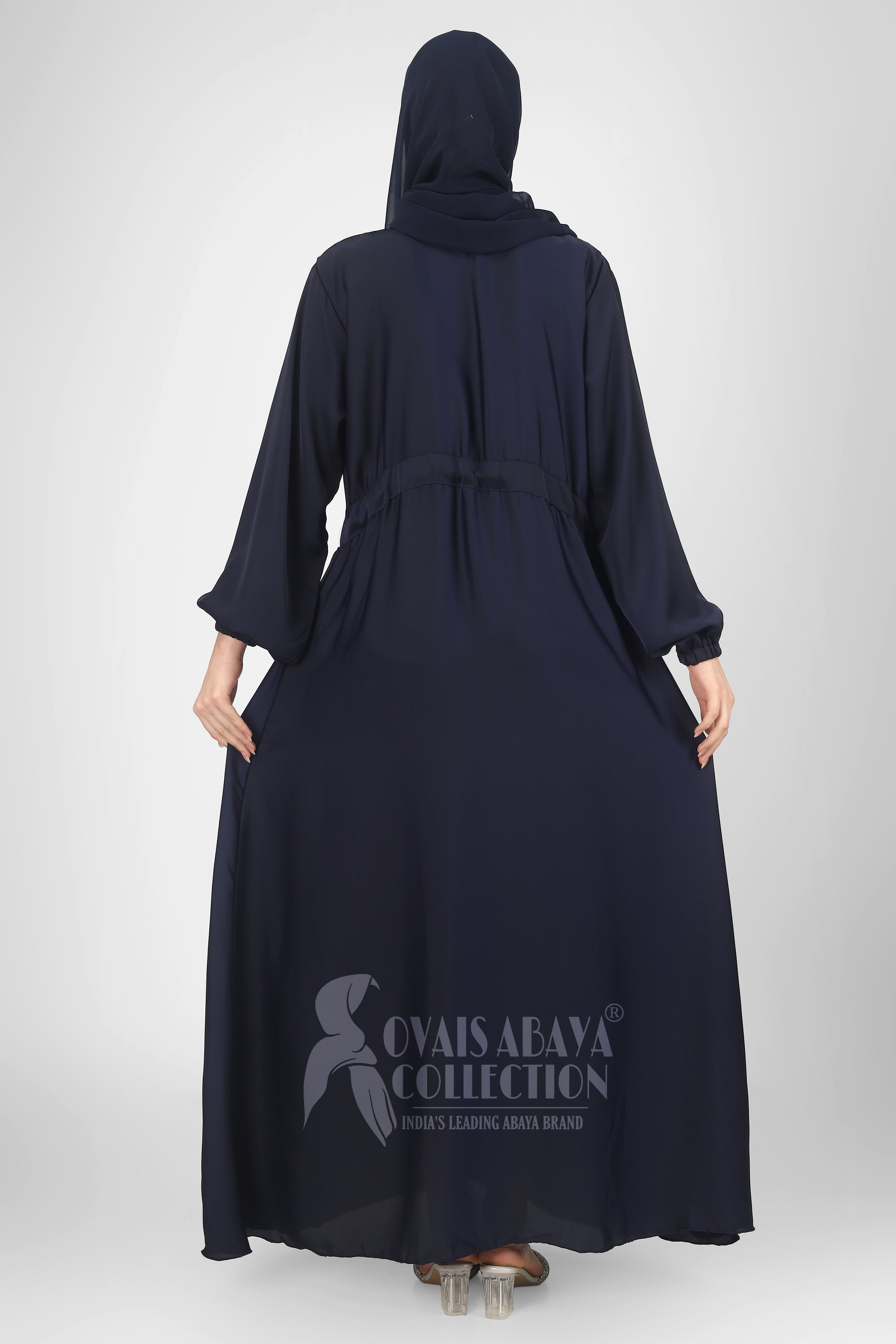 New Launch Huriya Front Open Collar Abaya KING BLUE ( Limited Stock )